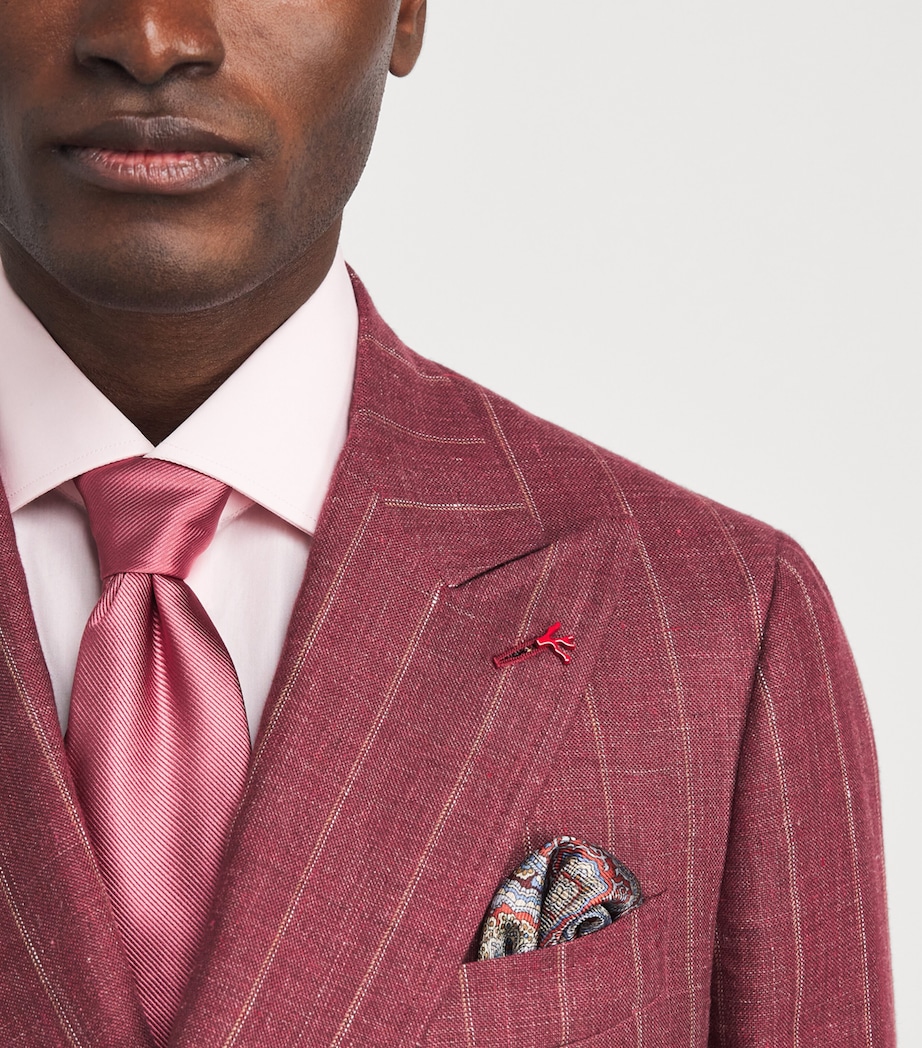 Isaia Mens Linen-Wool Double-Breasted 2-Piece Suit Image 3