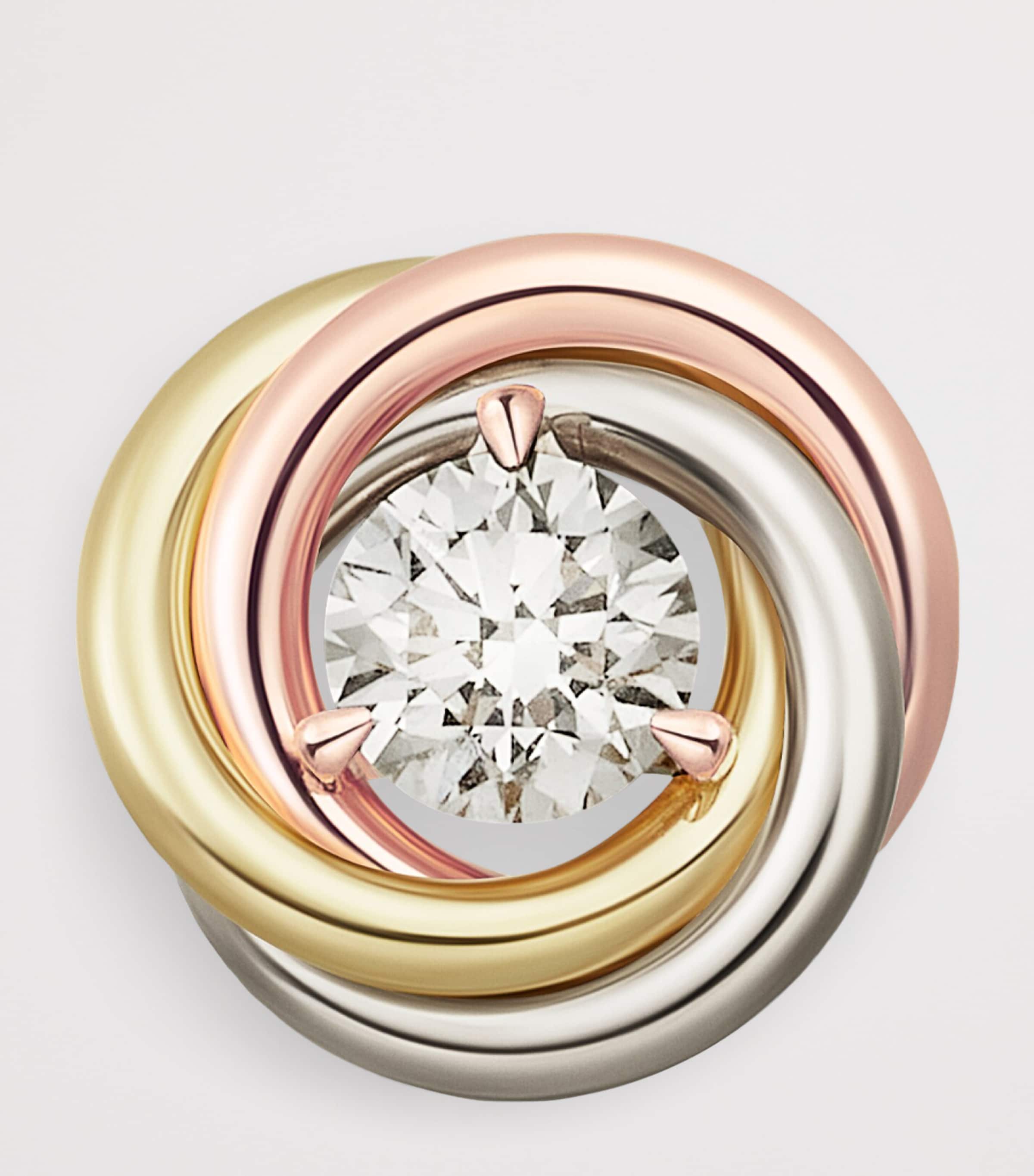 Mixed Gold and Diamond Trinity Stud Earrings MIXED GOLD Image 6