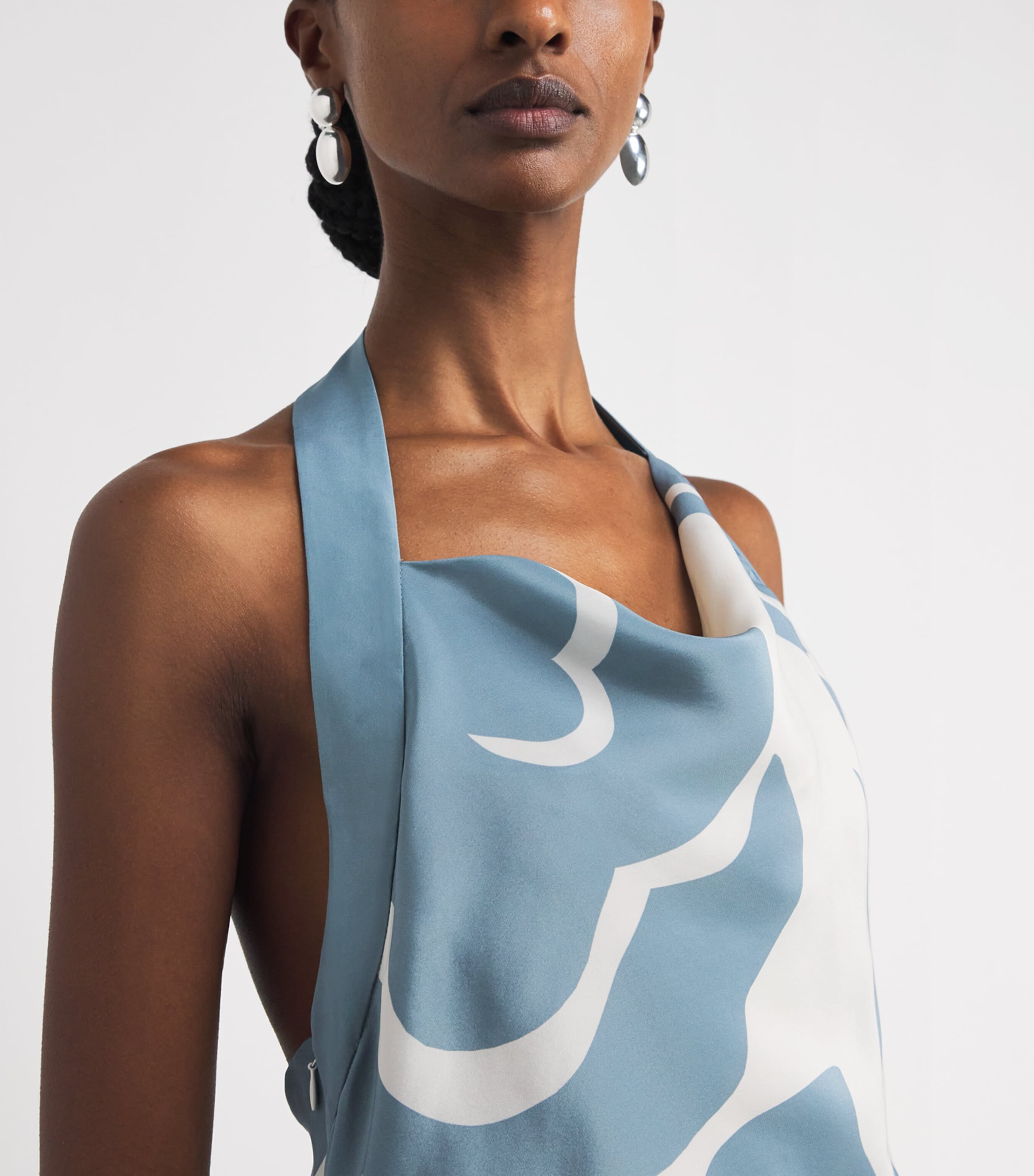 SIR. Womens Silk Halterneck Lilou Mini Dress Liora Blue Image 3