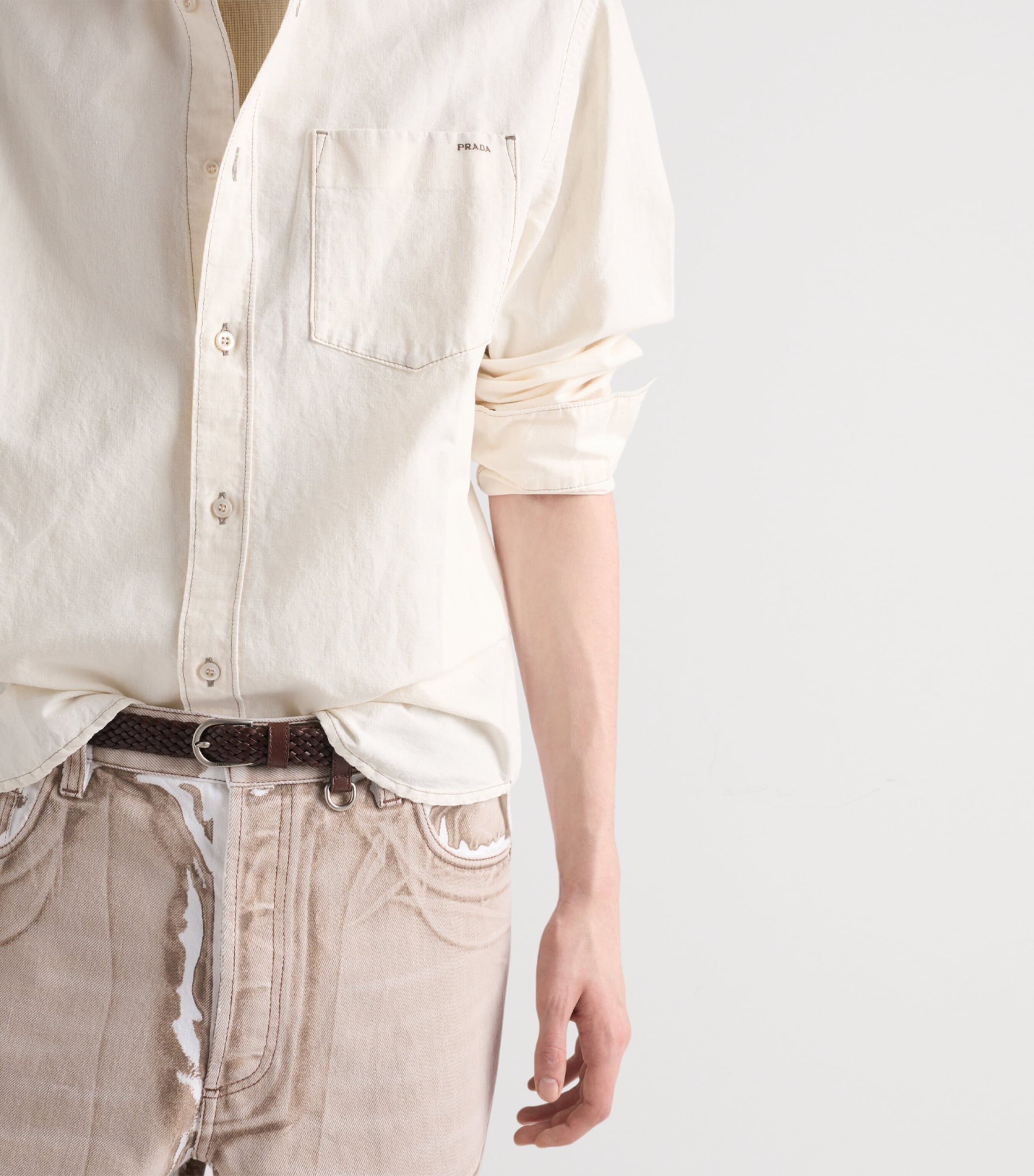 Prada Mens Chambray Button-Down Shirt Image 4