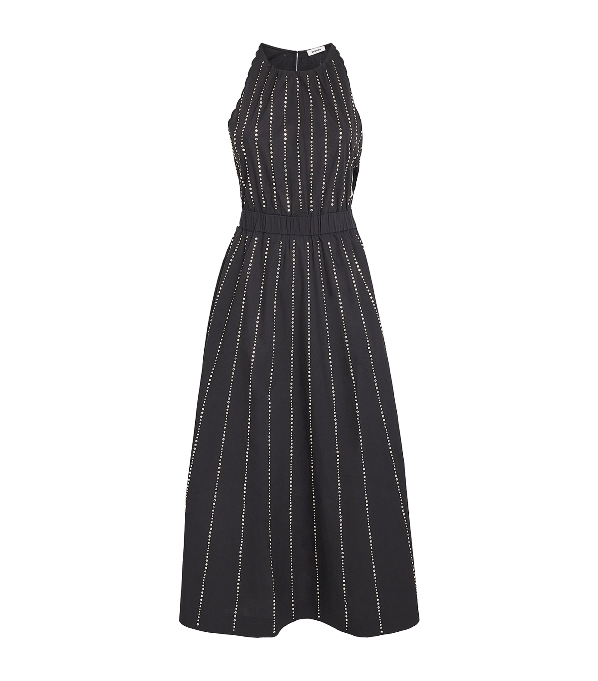 Sandro Paris Womens Cotton Embellished Maxi Dress Black Image 1