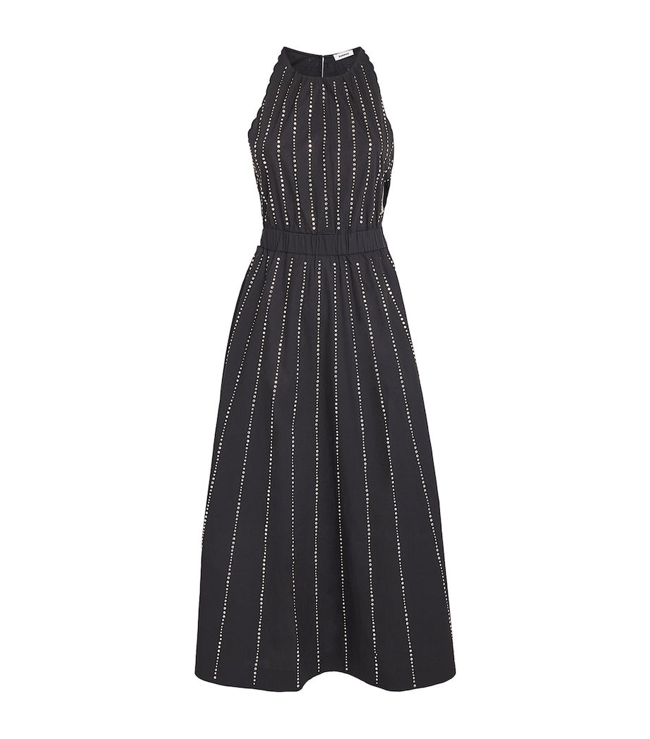 Sandro Paris Womens Cotton Embellished Maxi Dress Black Image 1