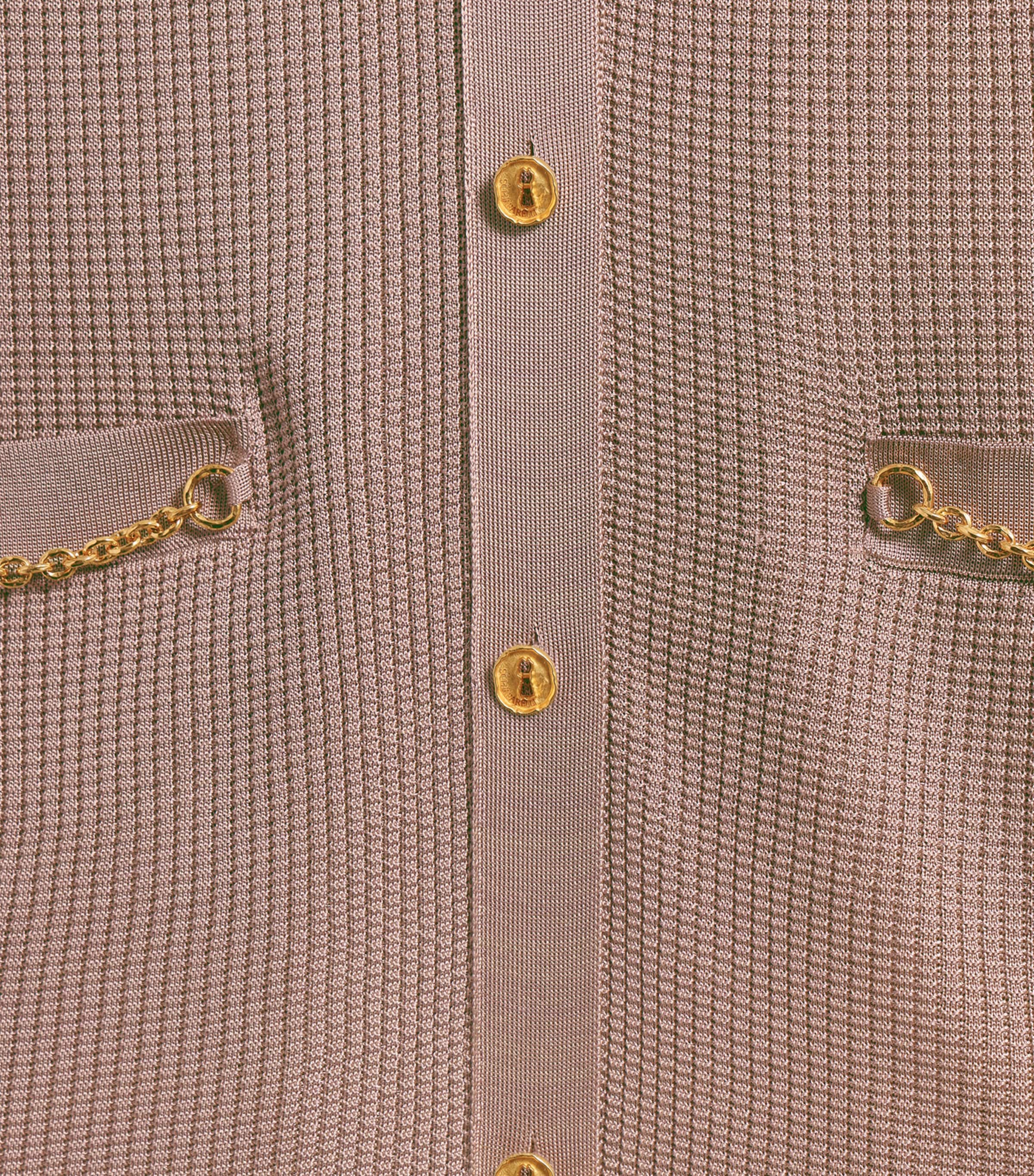Schiaparelli Womens Embellished Knit Shirt Taupe Image 6
