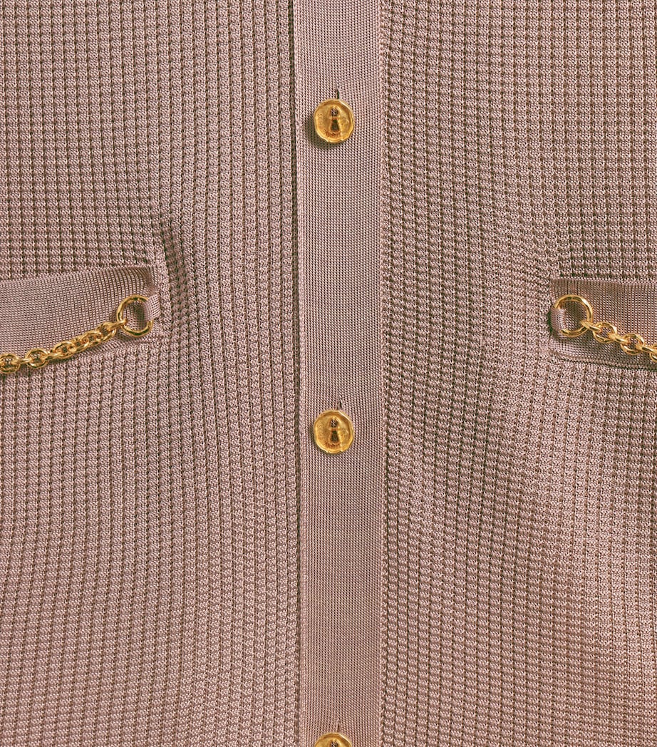 Schiaparelli Womens Embellished Knit Shirt Taupe Image 6