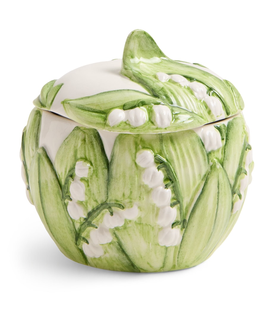 Lilly Of The Valley Sugar Pot WHITE/GREEN Image 1