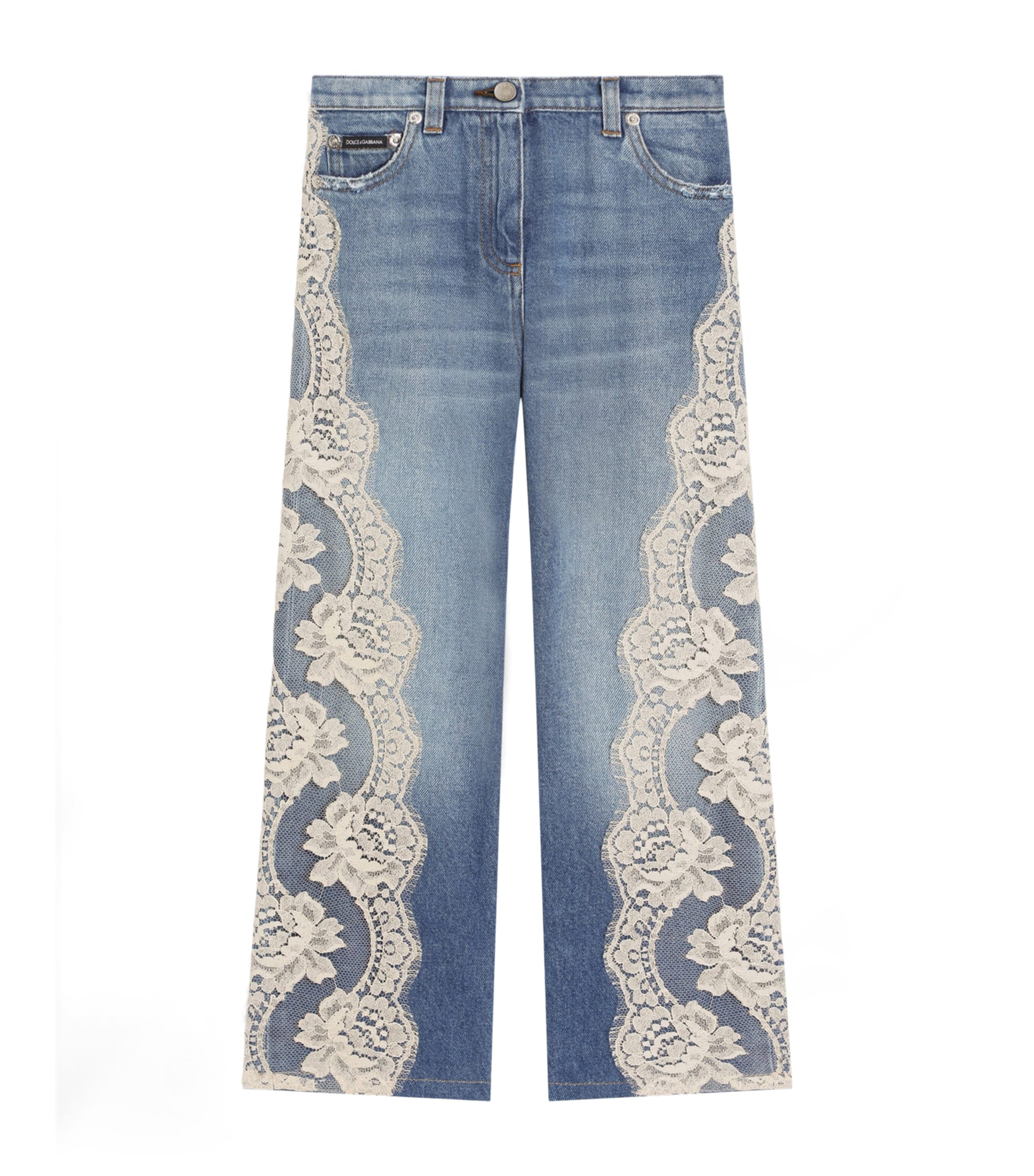 Dolce&Gabbana Kids Lace-Trim Straight Jeans (8-12+ Years) Combined Colou Image 1