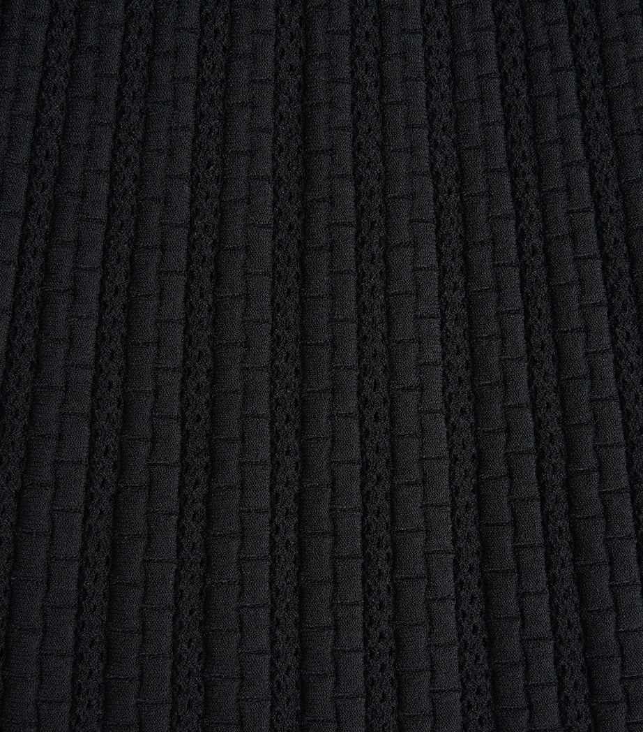 VALENTI Womens Openwork Knit Midi Dress Black Image 6