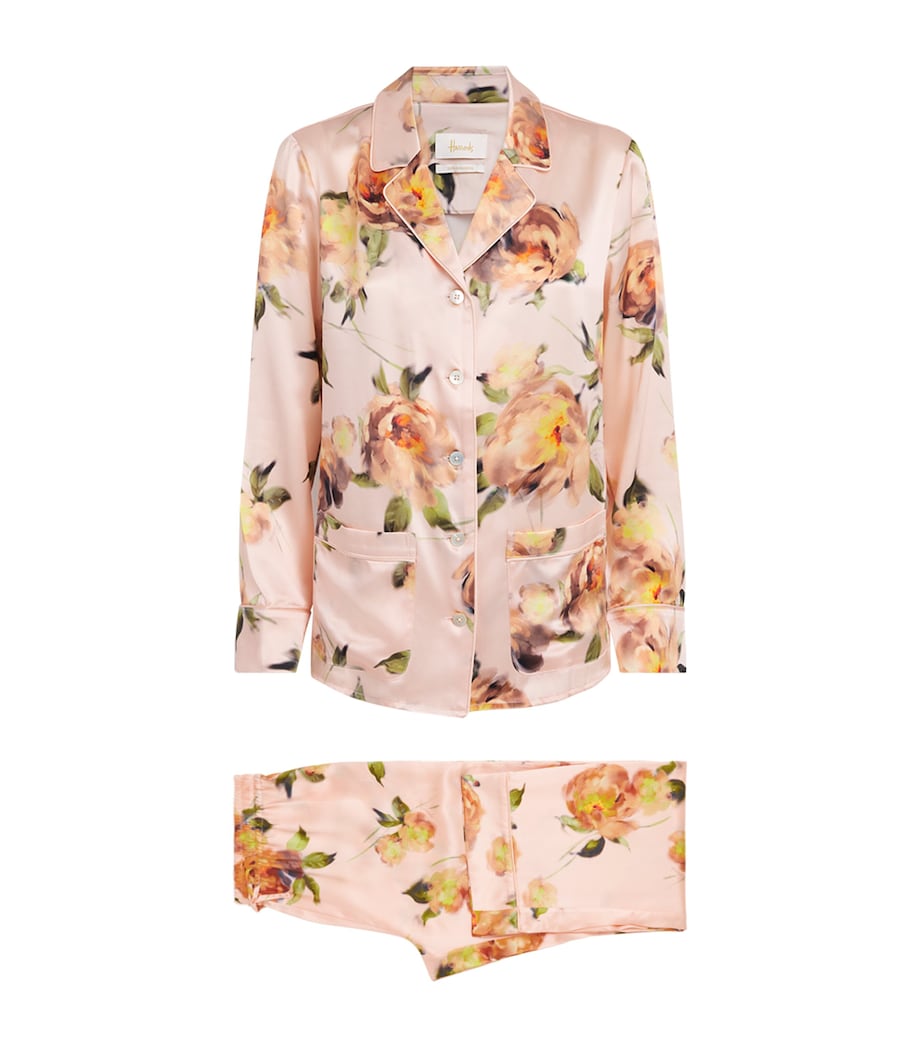 Harrods Womens Silk Midnight Rose Pyjama Set Pink Image 1