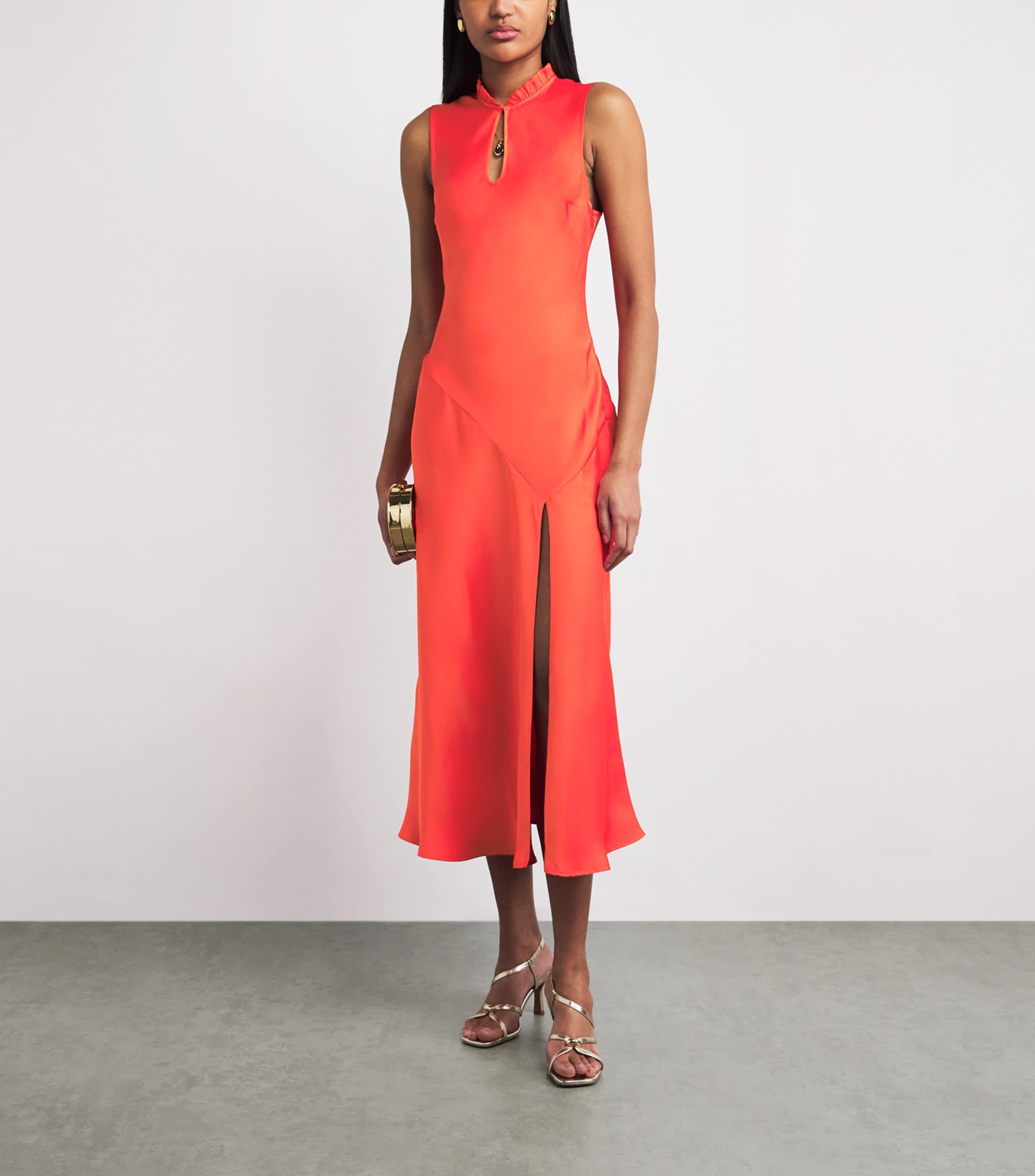 Claudie Pierlot Womens Satin Midi Dress Tangerine Image 2
