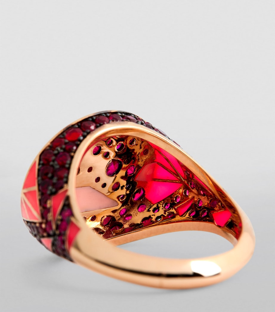 L'ATELIER NAWBAR Rose Gold and Ruby Fragments of Us Pinky Ring (Size 42) Pink Image 6