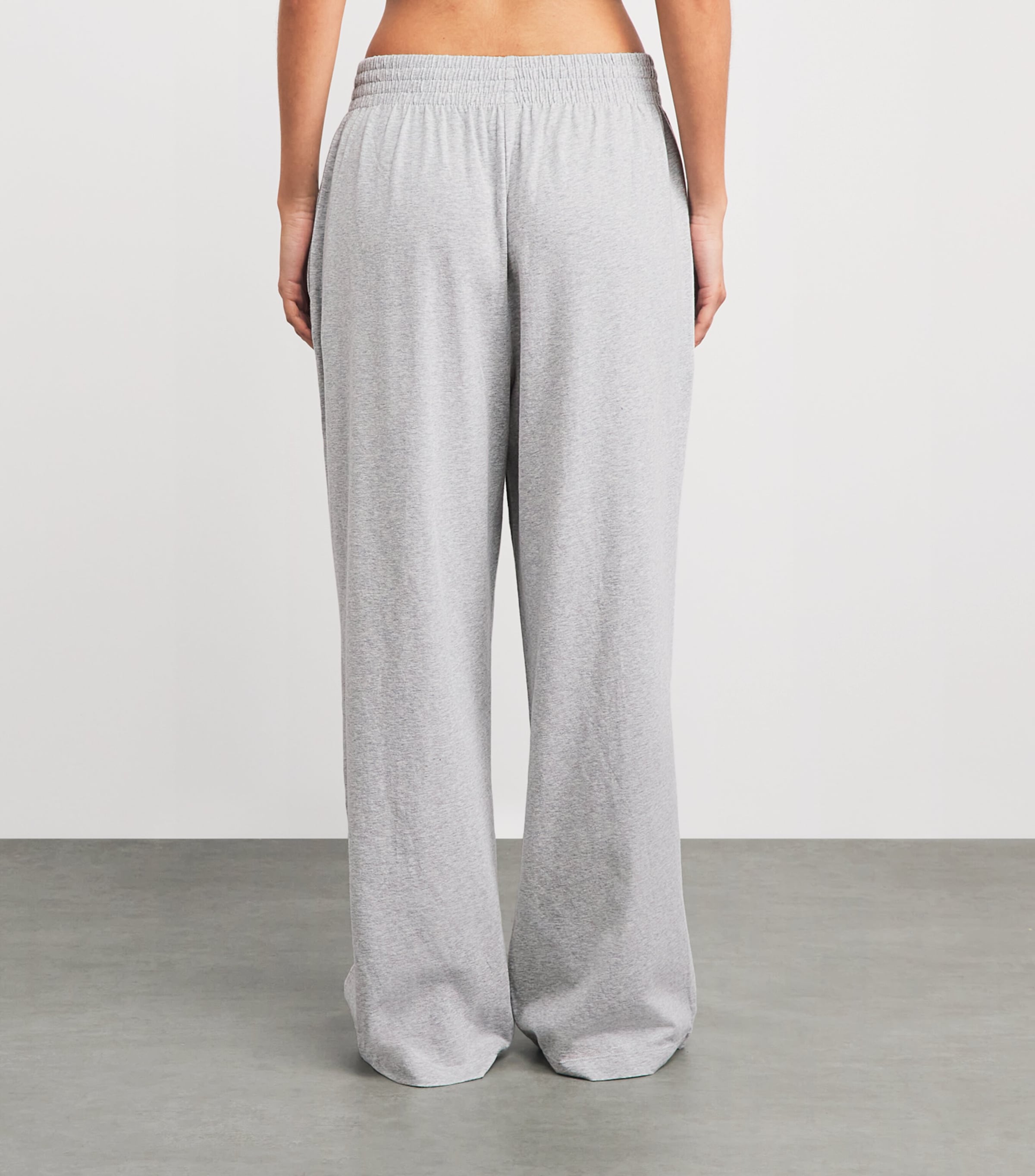 Skims Womens Stretch-Cotton Wide-Leg Sweatpants Light Heather Grey Image 5