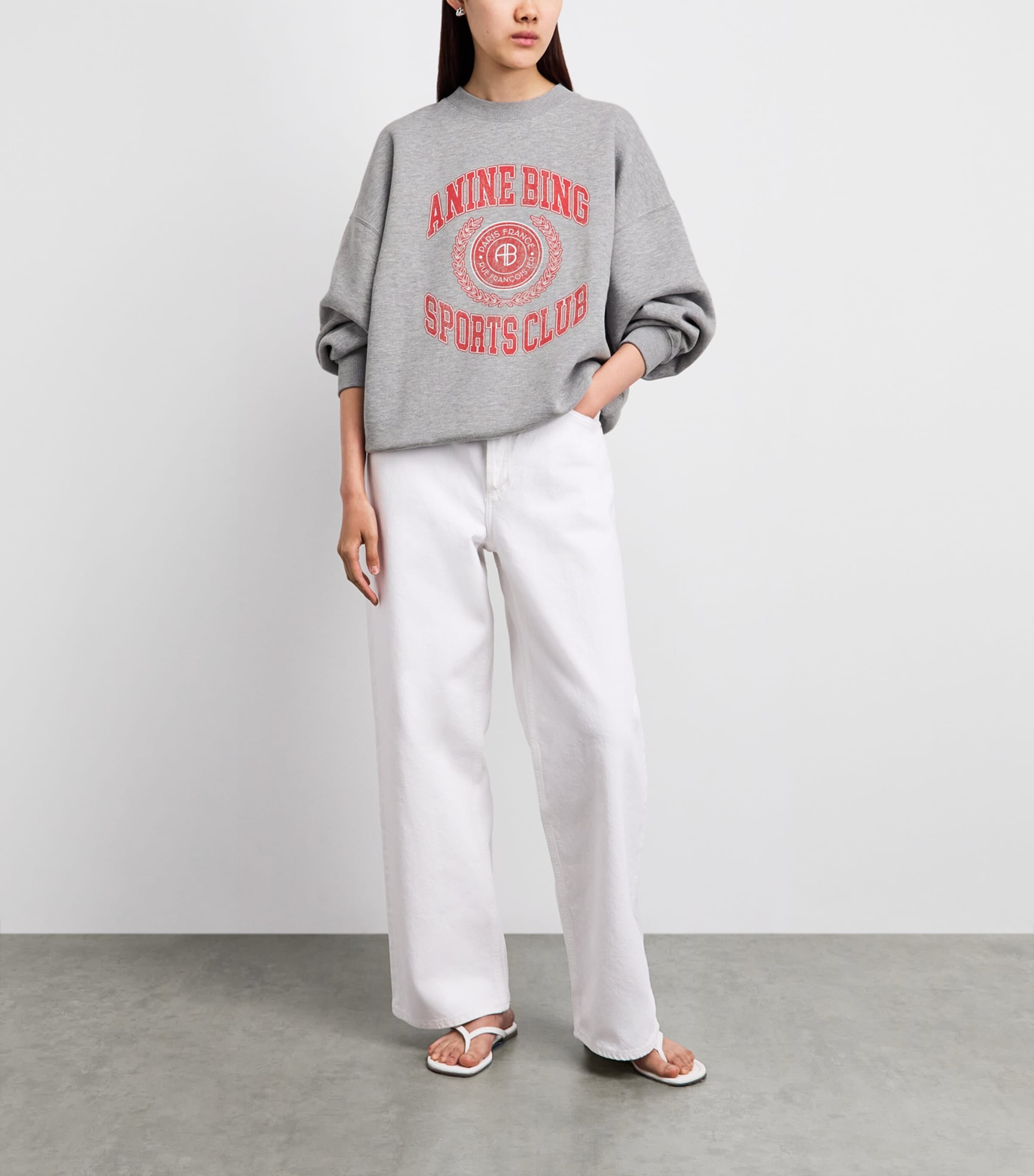 ANINE BING Womens Oversized Miles Collegiate Sweatshirt Grey Image 2