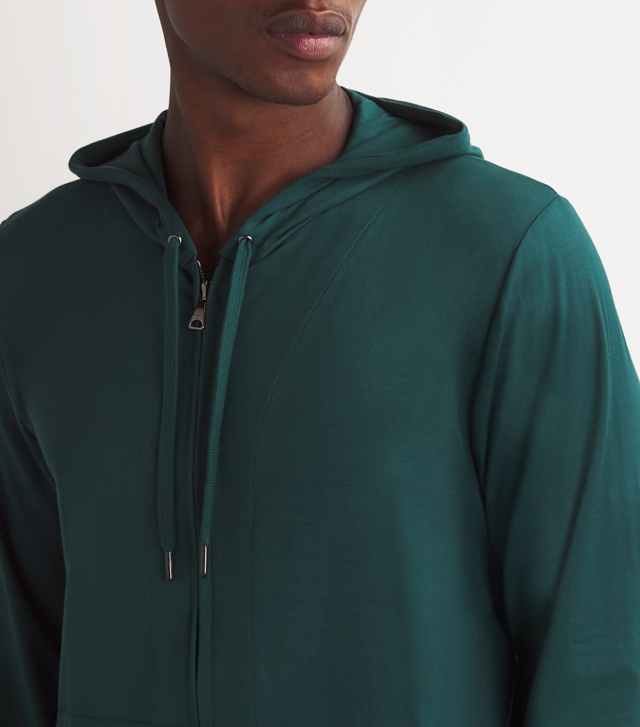 Micro Modal Zipped Hoodie 018 GREEN Image 6