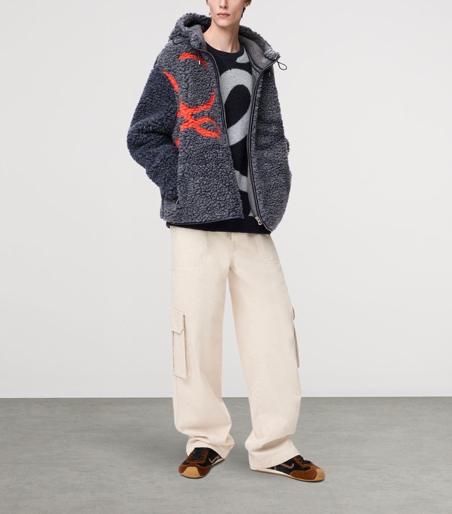 Fleece Anagram Hooded Jacket NAVY/ORANGE Image 2