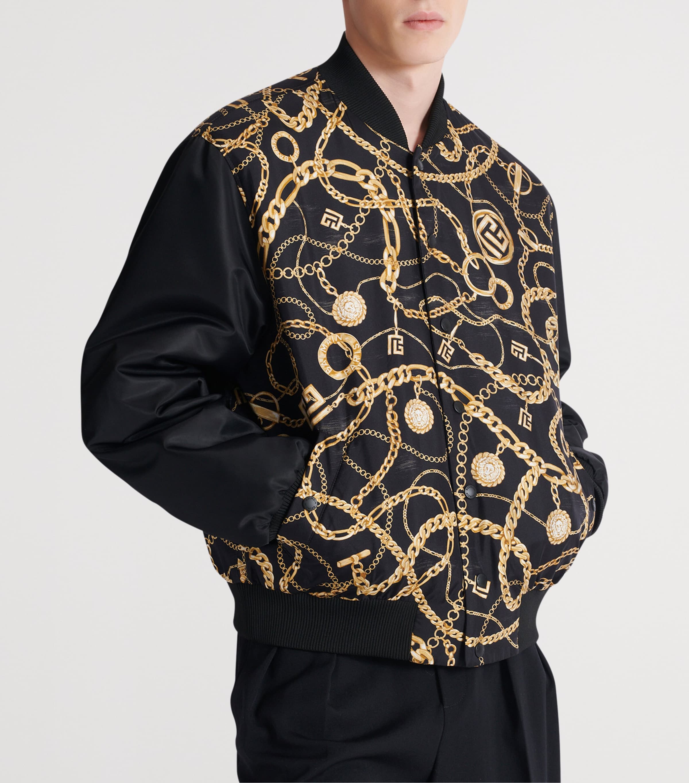 Silk Reversible Chain Bomber Jacket EAD NOIR/OR Image 4