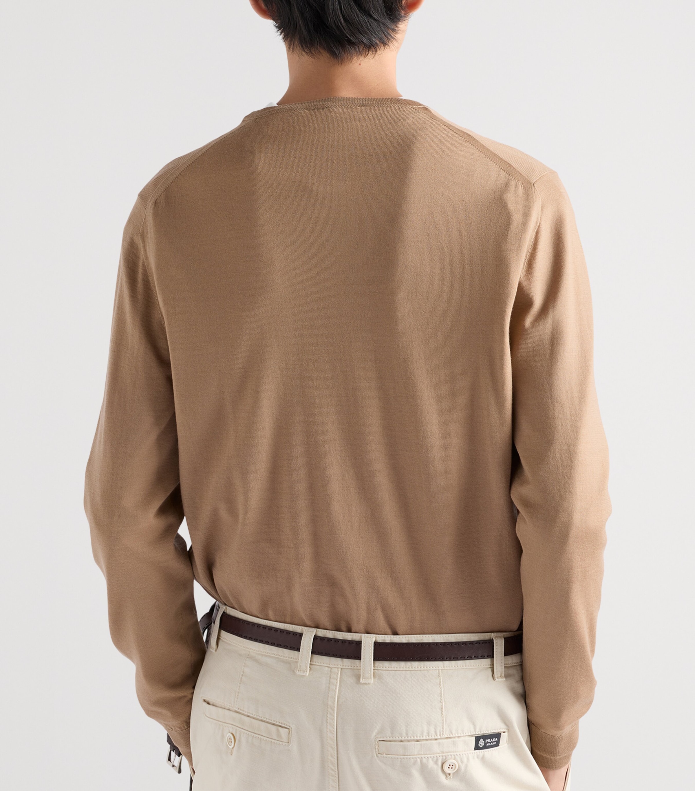 Prada Mens Wool Logo Sweater Brown Image 5