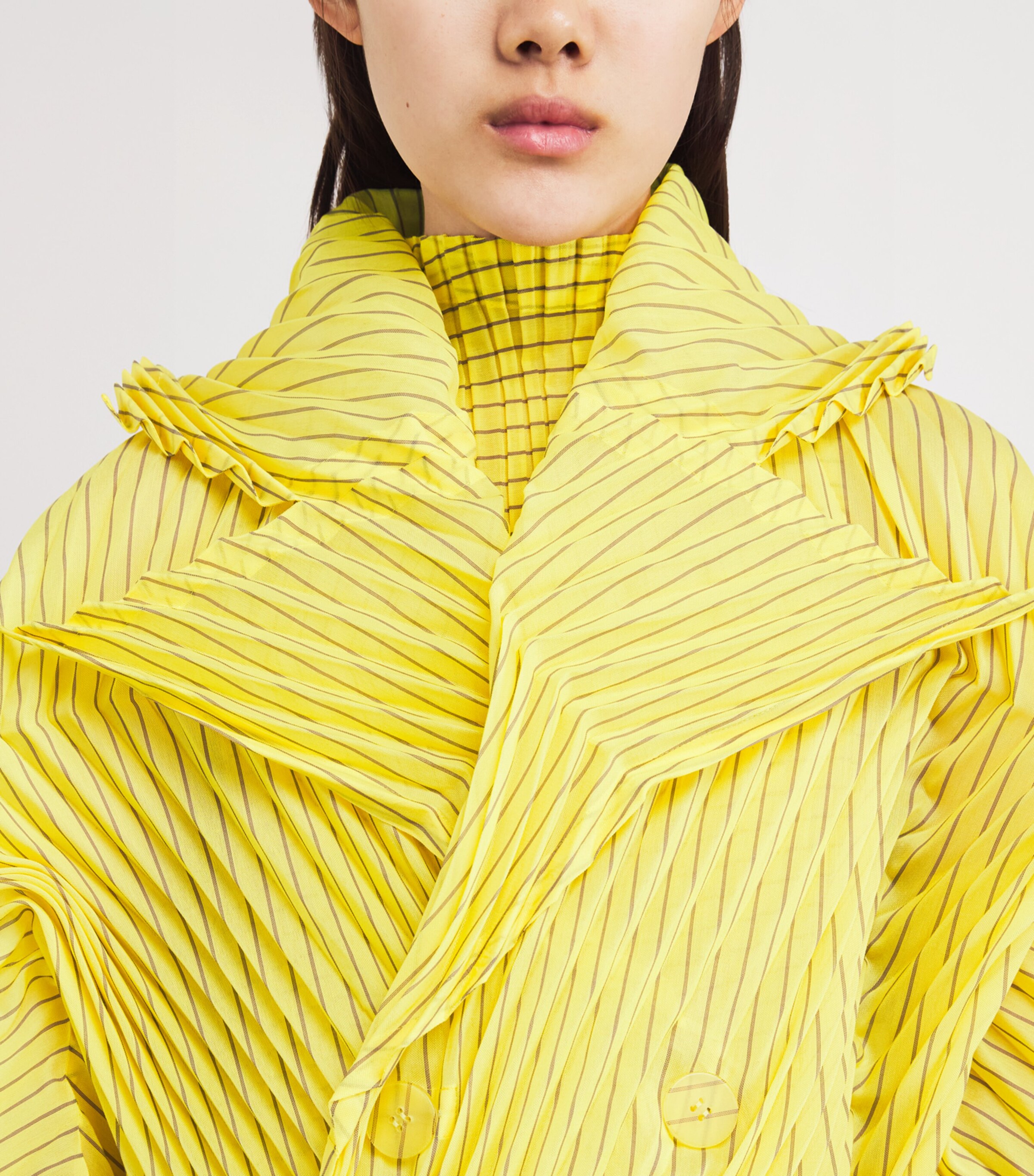 Issey Miyake Yellow Hand Pleats Stripe Jacket | Harrods US