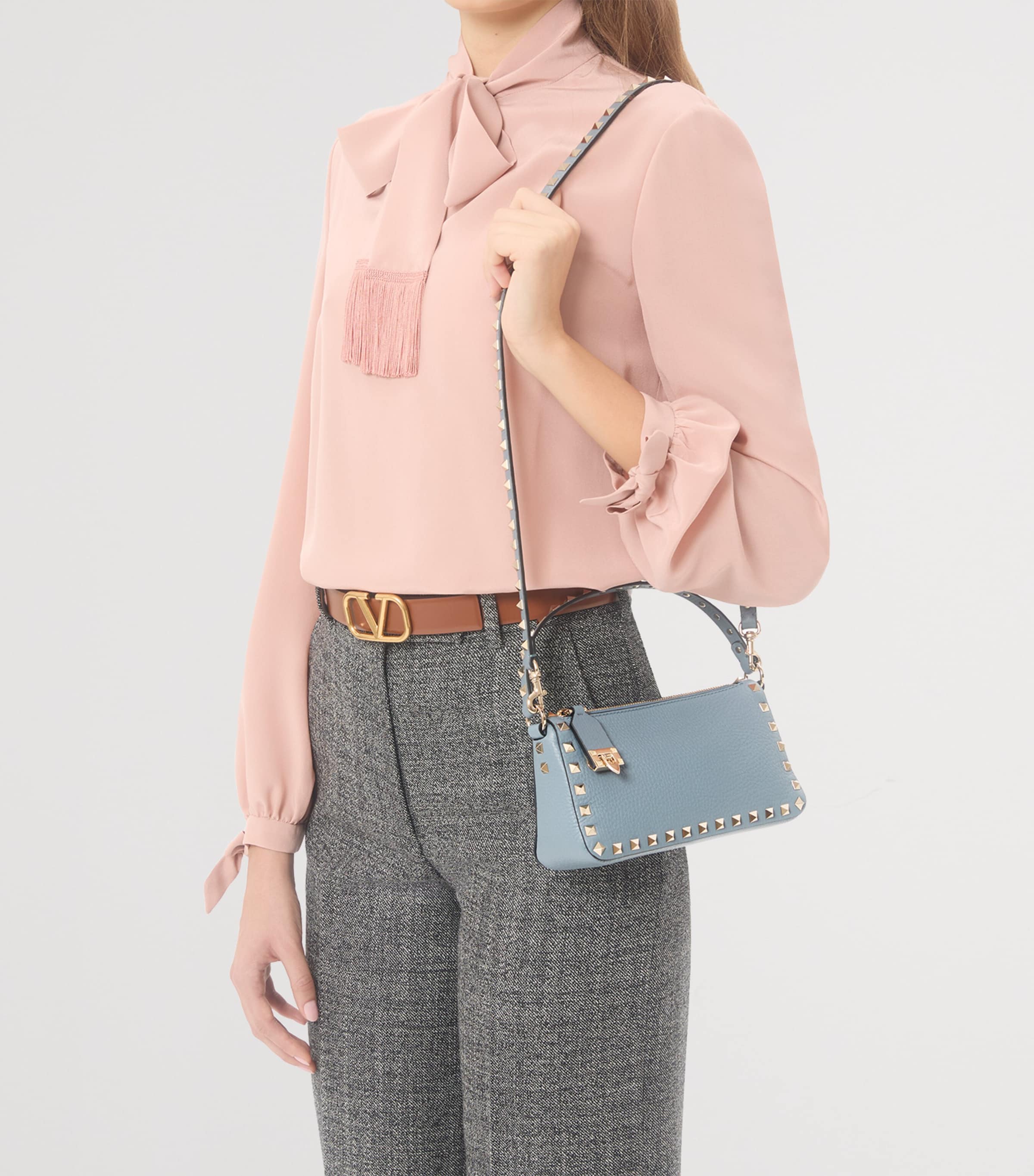 Small Leather Rockstud Shoulder Bag MXE Image 6