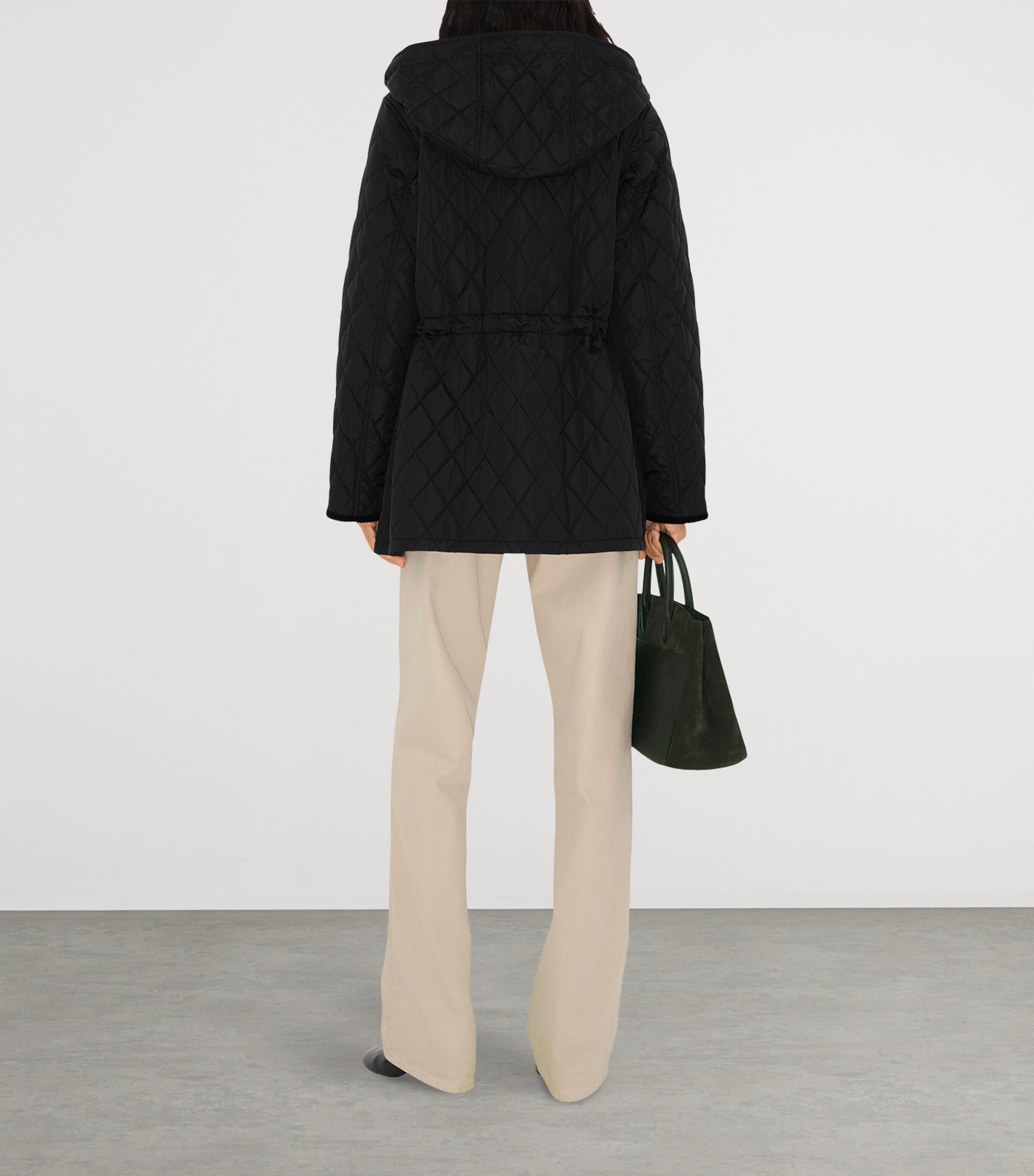 Quilted Corduroy-Trim Parka BLACK Image 3