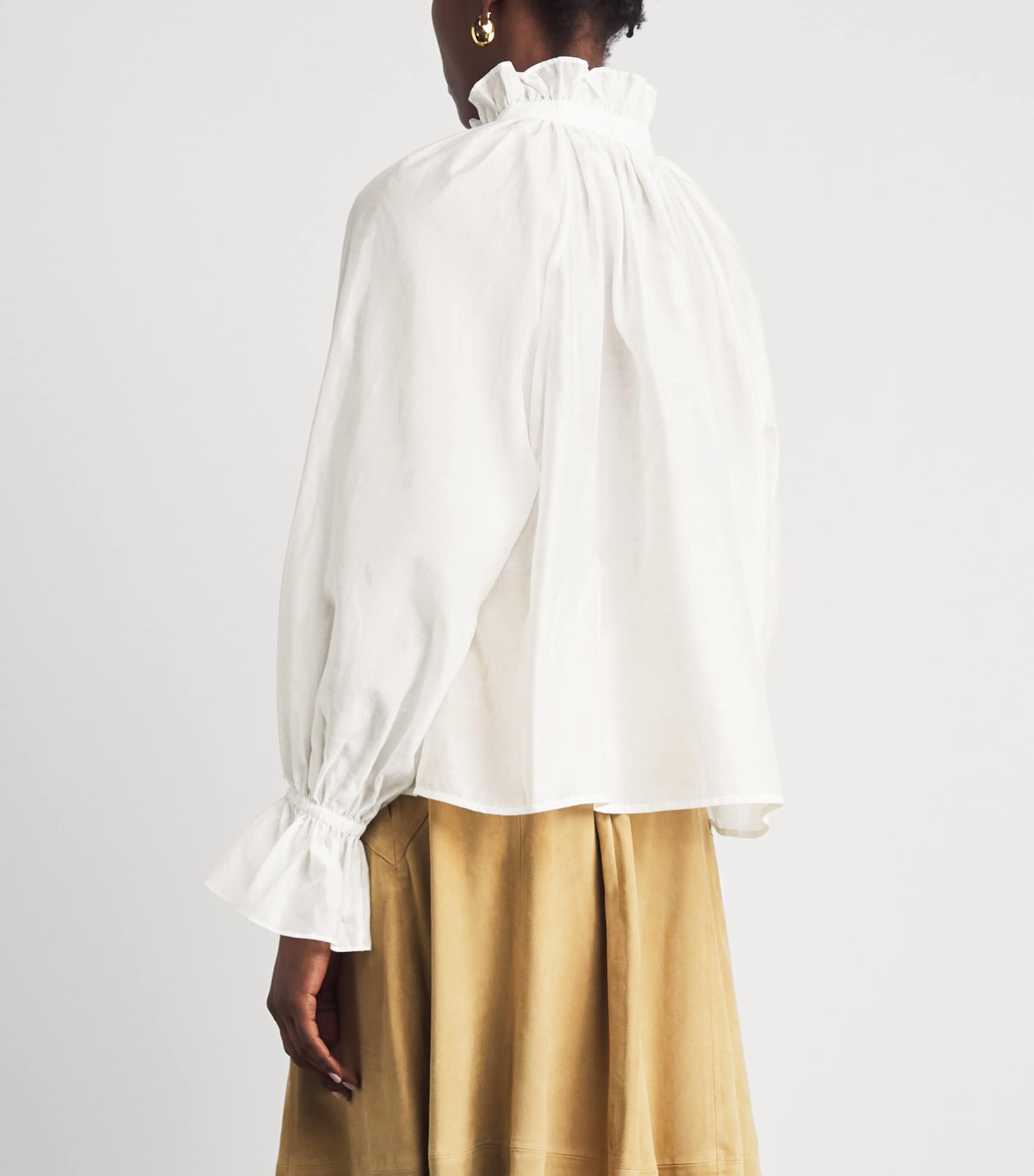 Polo Ralph Lauren Womens Cotton-Silk Lina Blouse White Image 5