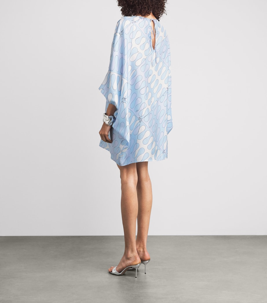 PUCCI Womens Silk Printed Kaftan Mini Dress Light Blue Image 4