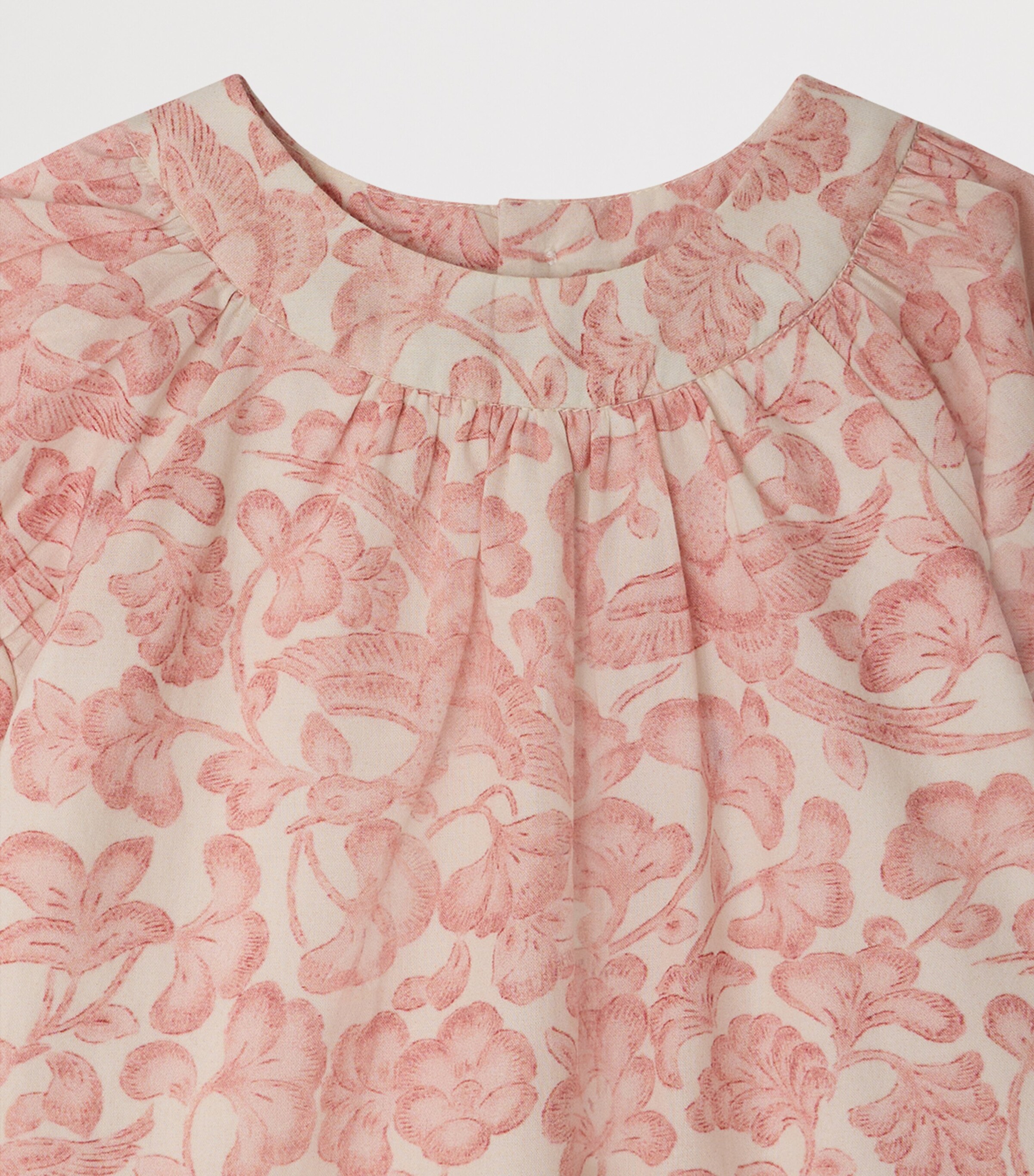 Bonpoint Cotton Floral Print Dress and Bloomers Set (6-18 Months) Fl Beige Rose Image 3