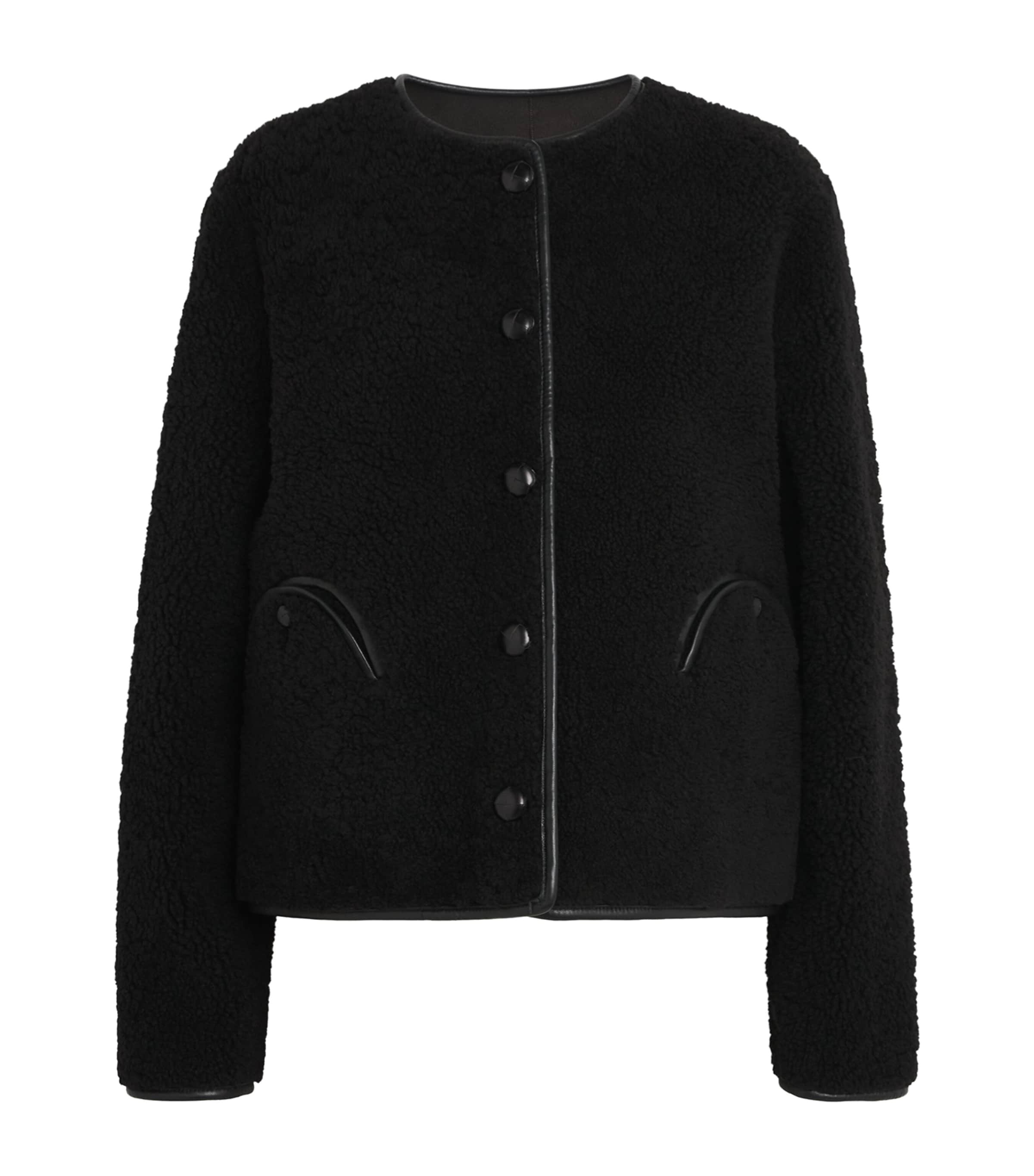 Blazé Milano Gliss Reversible Leather-trimmed Shearling Jacket In Black