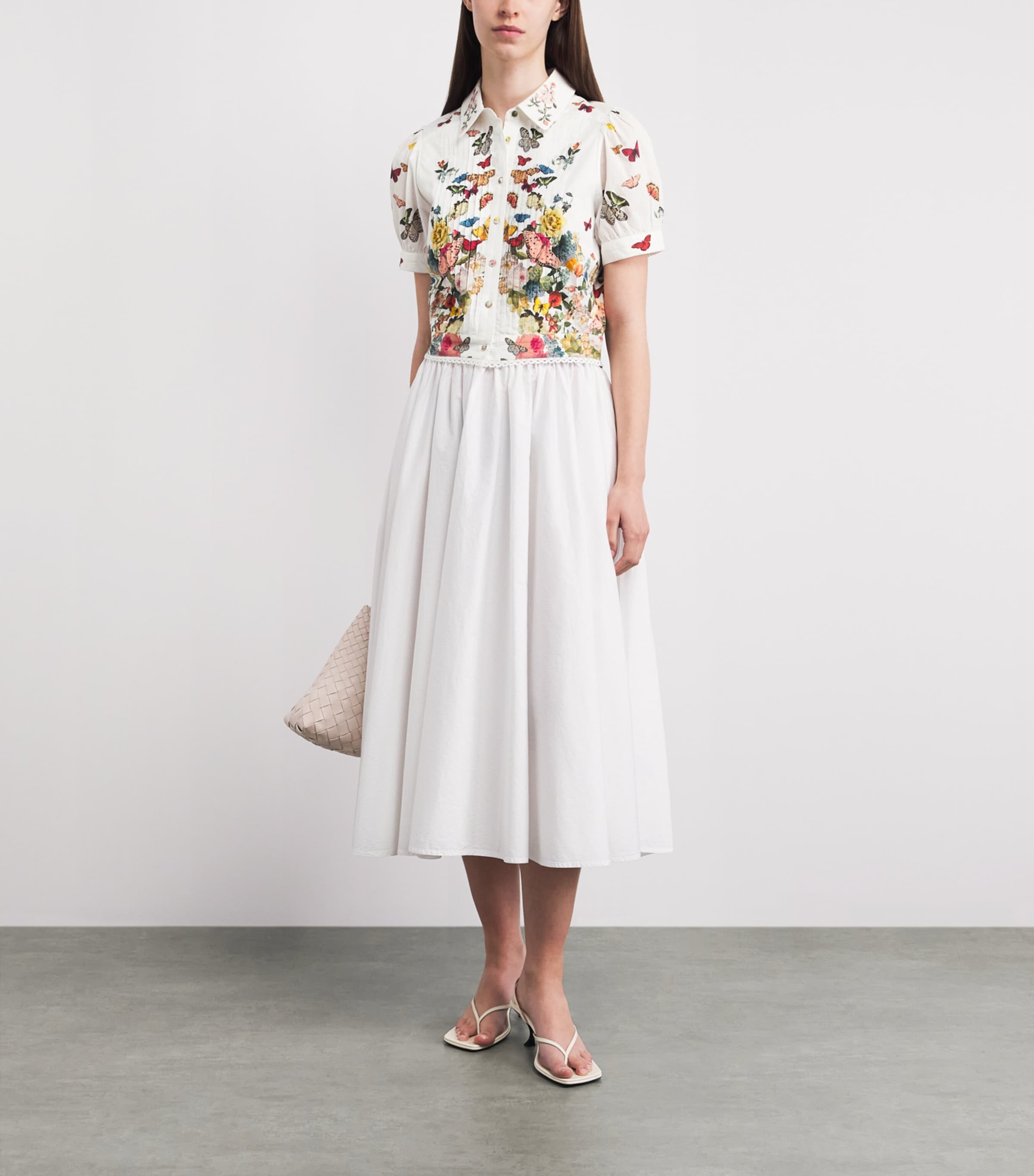 Alice+Olivia Womens Cotton Floral Rosie Shirt Sol Str O/white Image 2