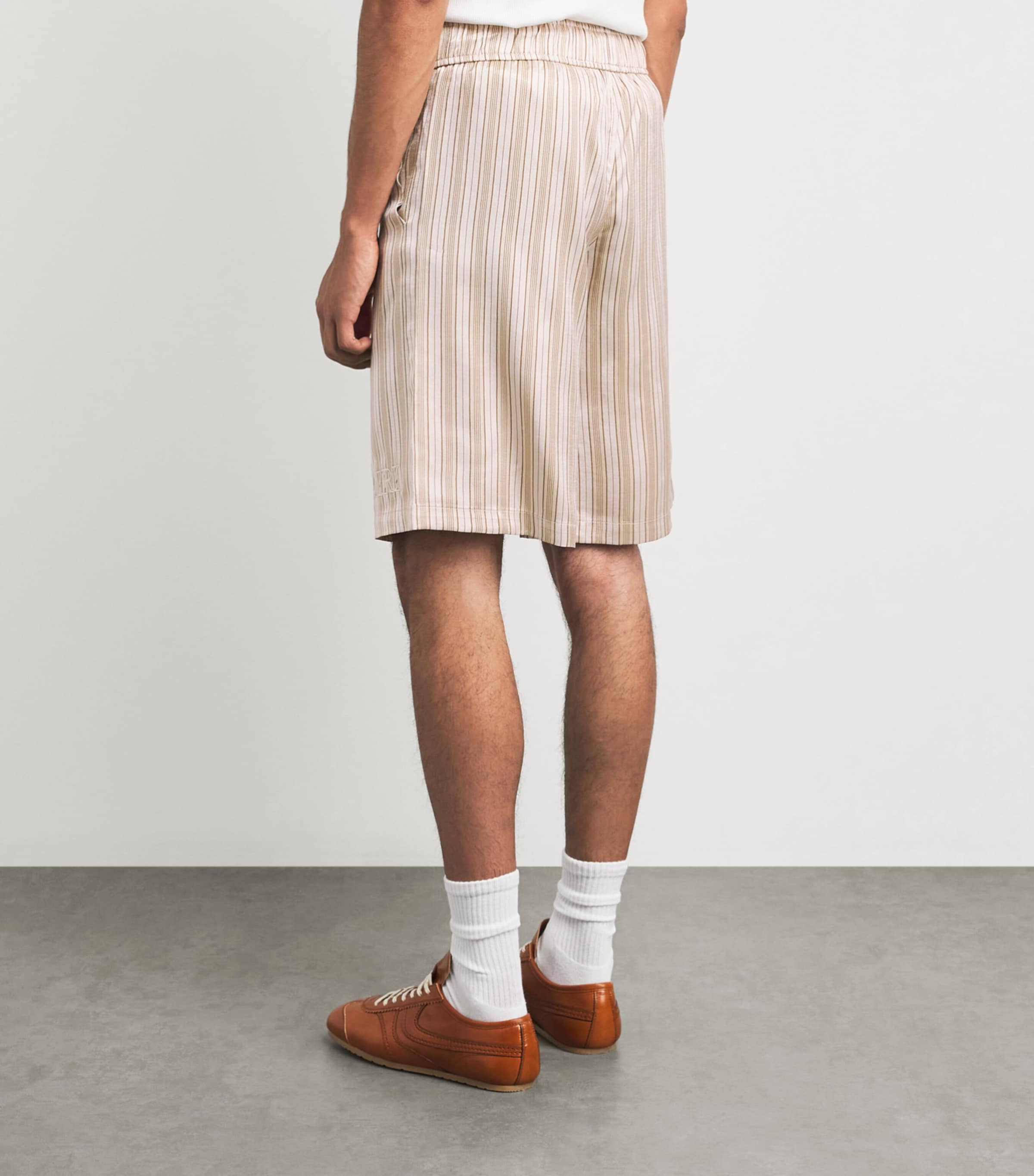 AMIRI Mens Stripe Logo Shorts Alabaster Image 5