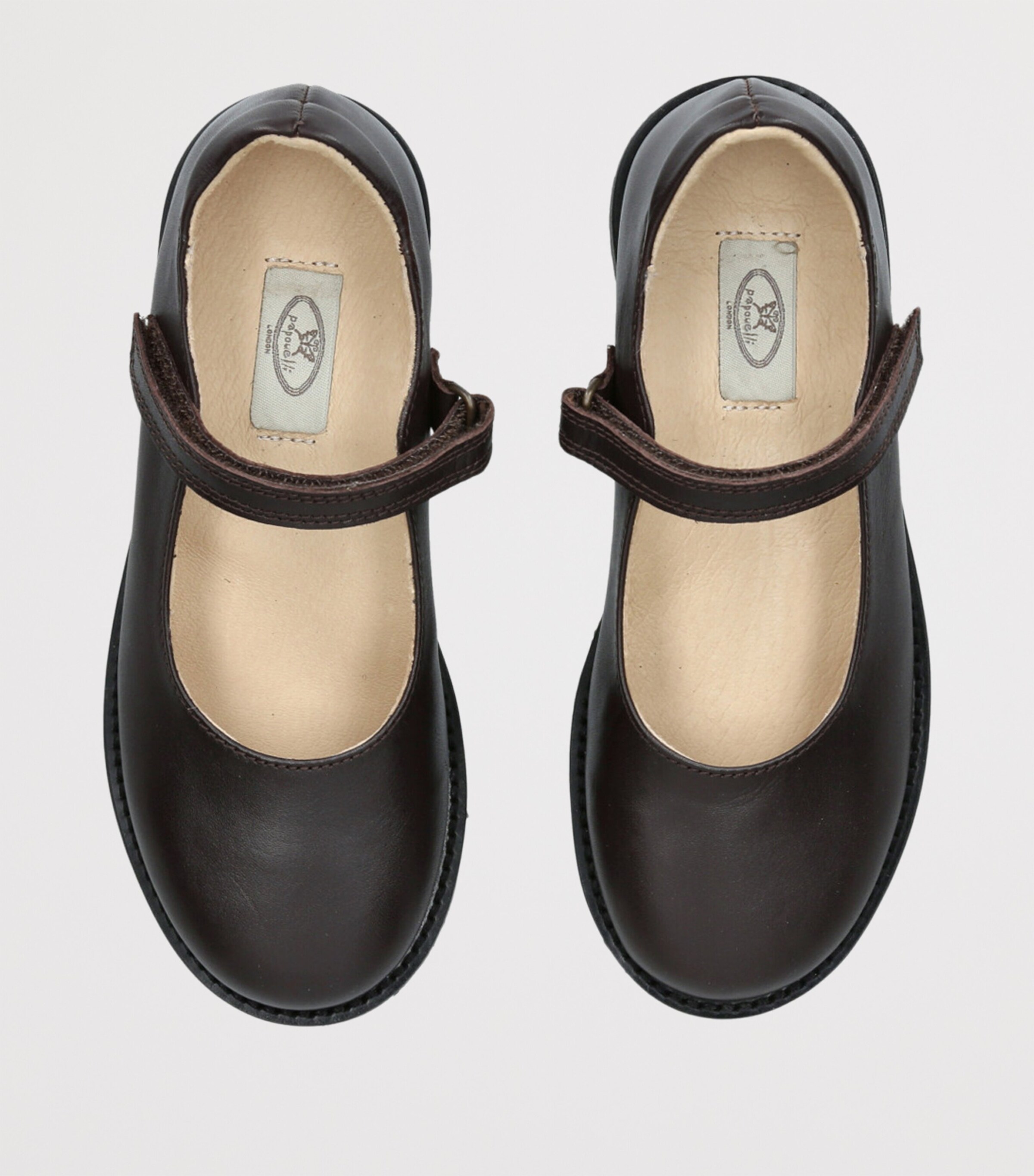 papouelli Leather Emilia Mary Janes Dark Brown Image 4