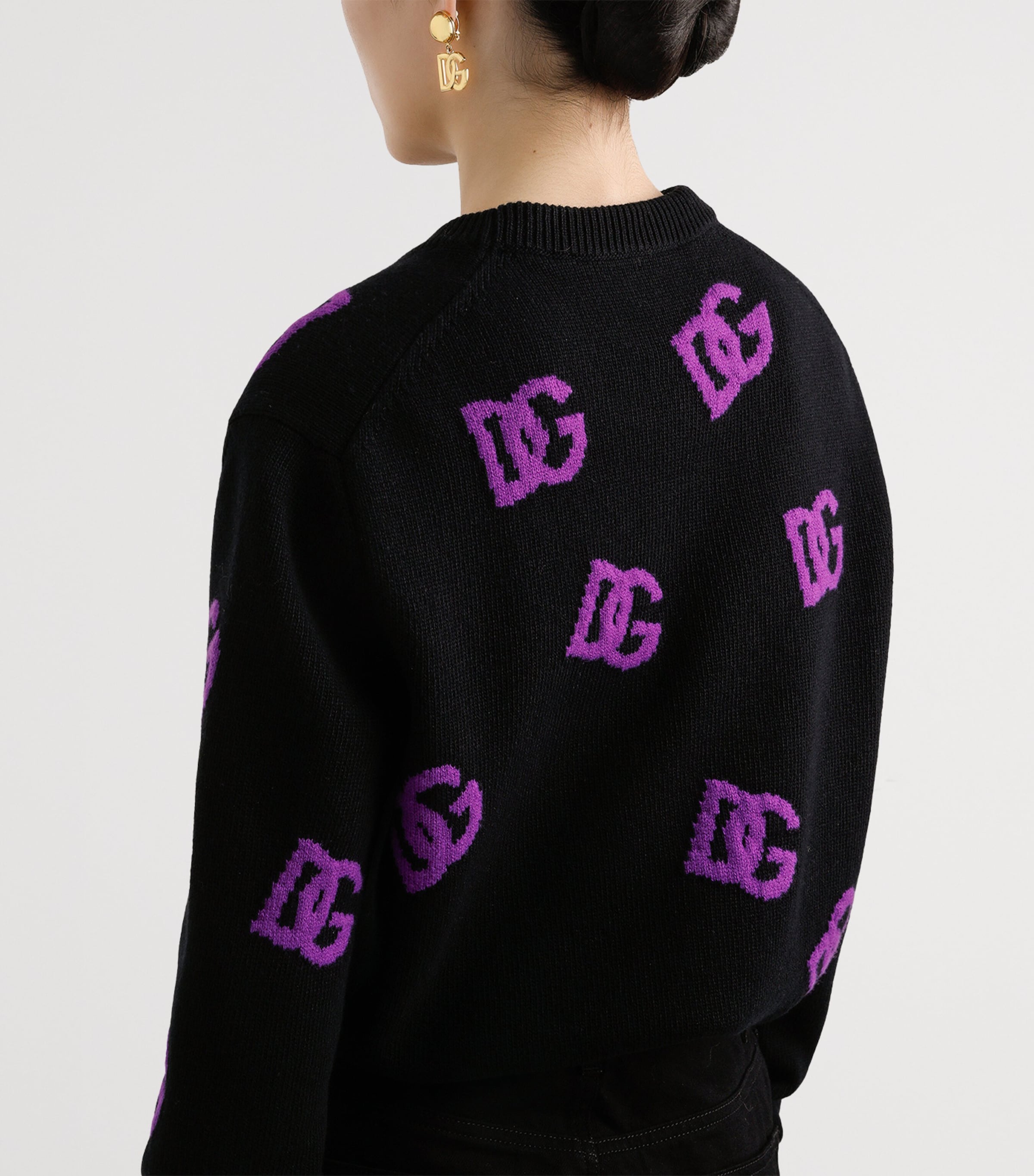 Virgin Wool DG Millennials Sweater N9867-NERO/VIOLA Image 5