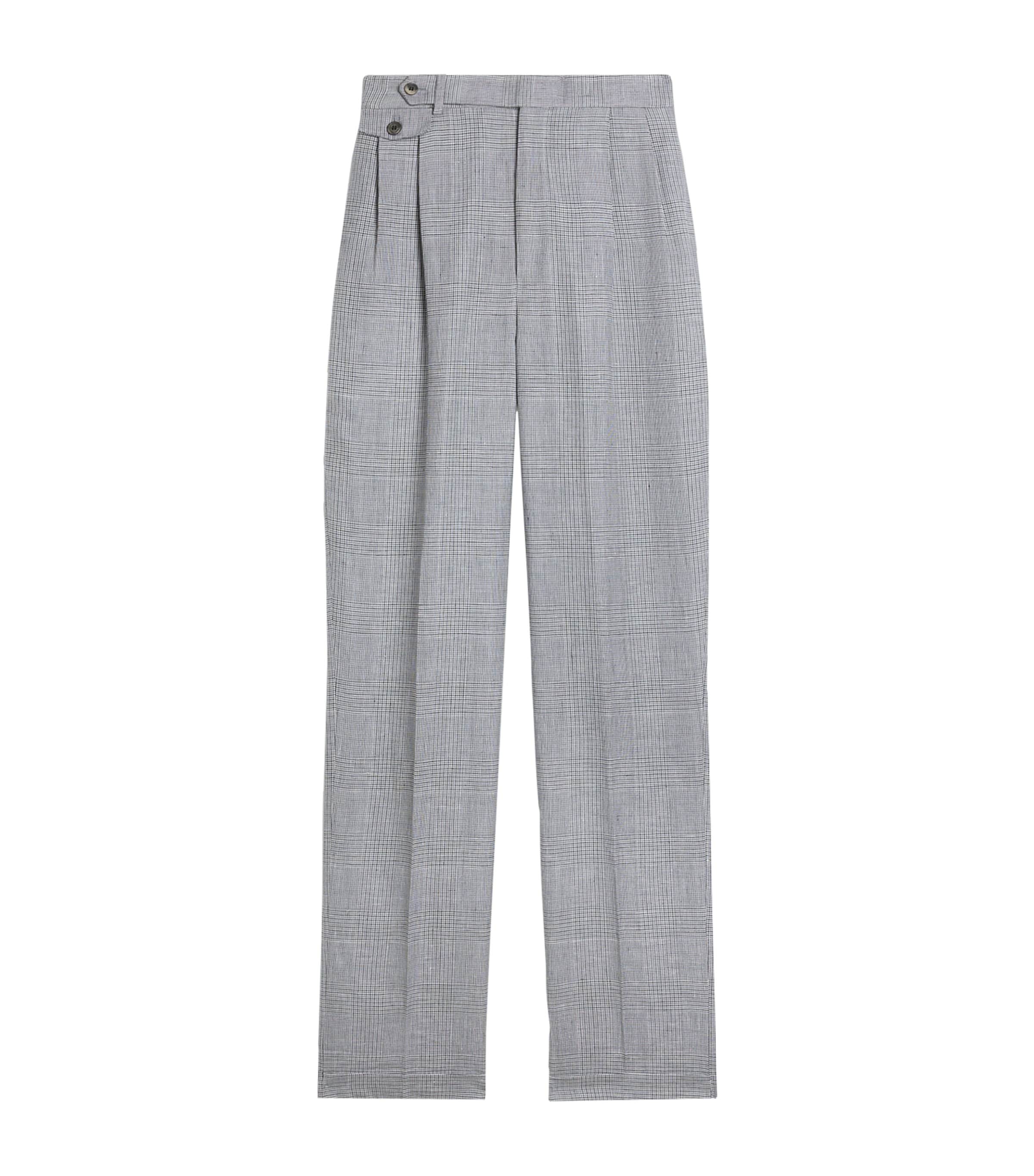 Dunhill Prince Of Wales Check Tailored Trousers In Gray