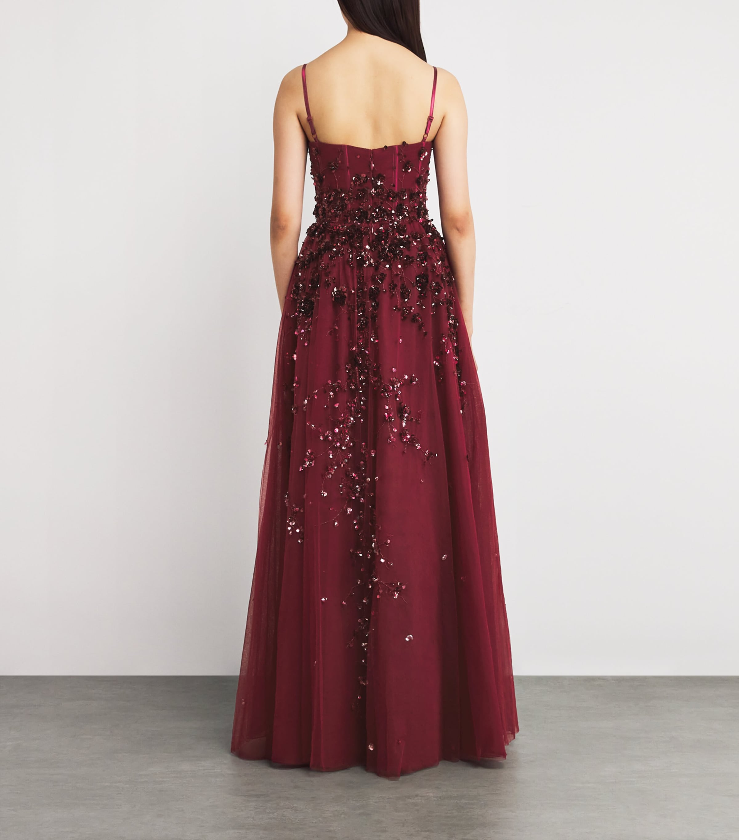 Floral Sequinned Gown 191724 CABERNET Image 3