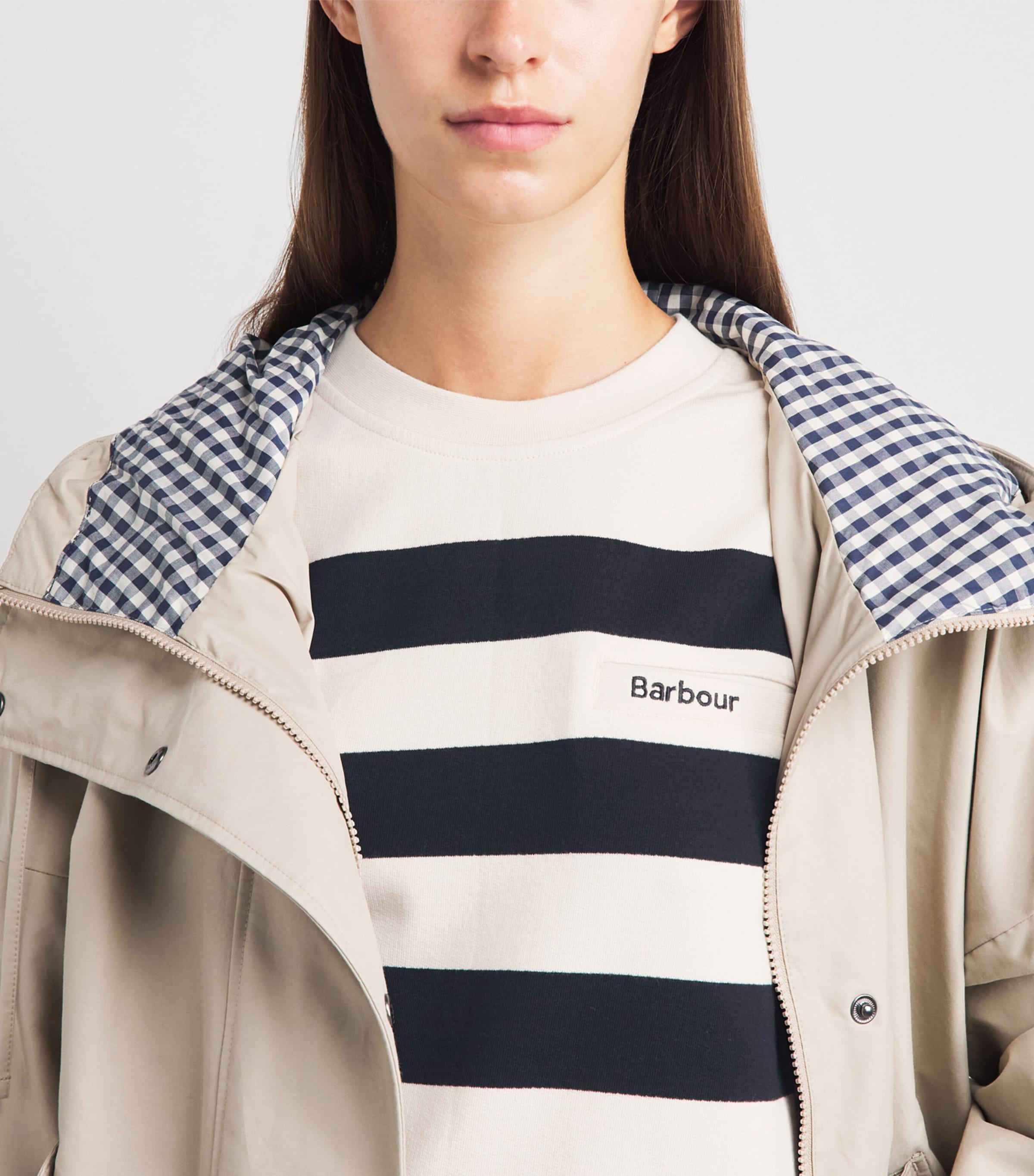 Barbour Womens Cotton Stripe Aylesby Sweatshirt Dark Navy Image 3