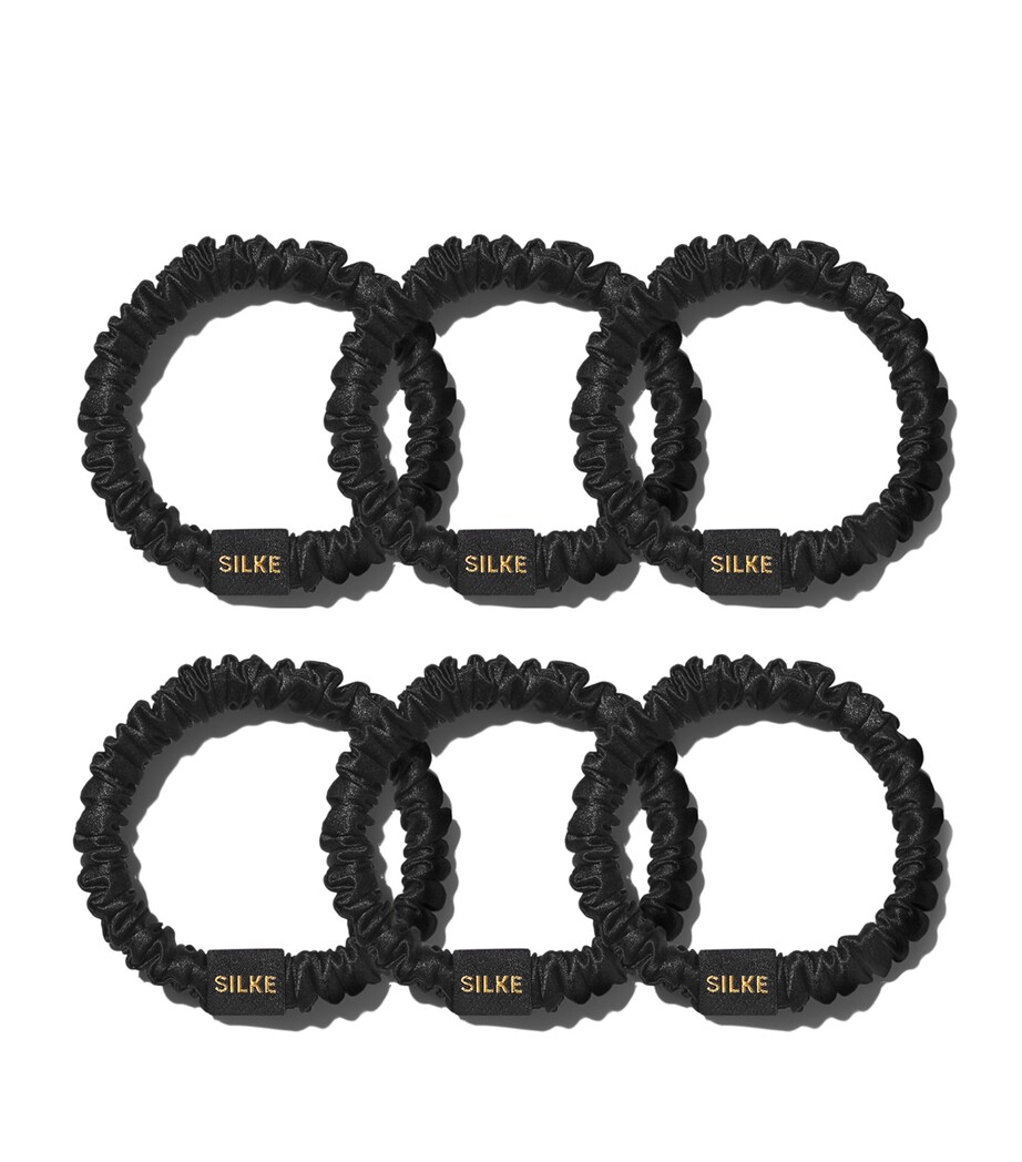 SILKE Mulberry Silk Hair Ties (Set of 6) Black Image 2