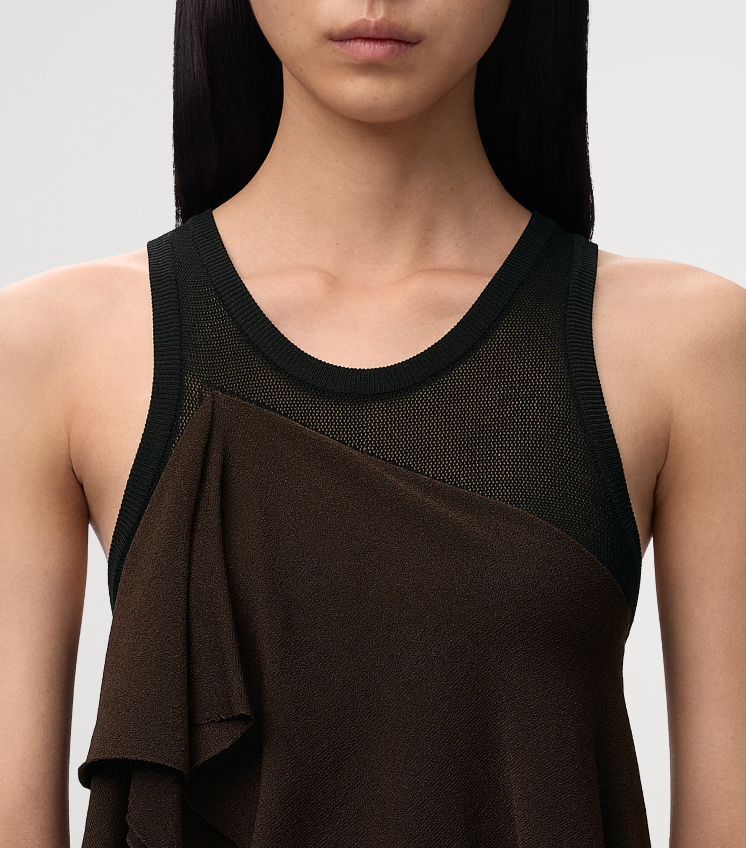 LOEWE Womens Mesh Layered Maxi Dress Black/brown Image 4