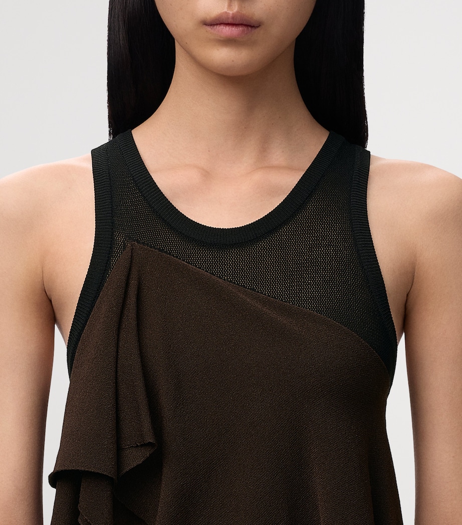 LOEWE Womens Mesh Layered Maxi Dress Black/brown Image 4