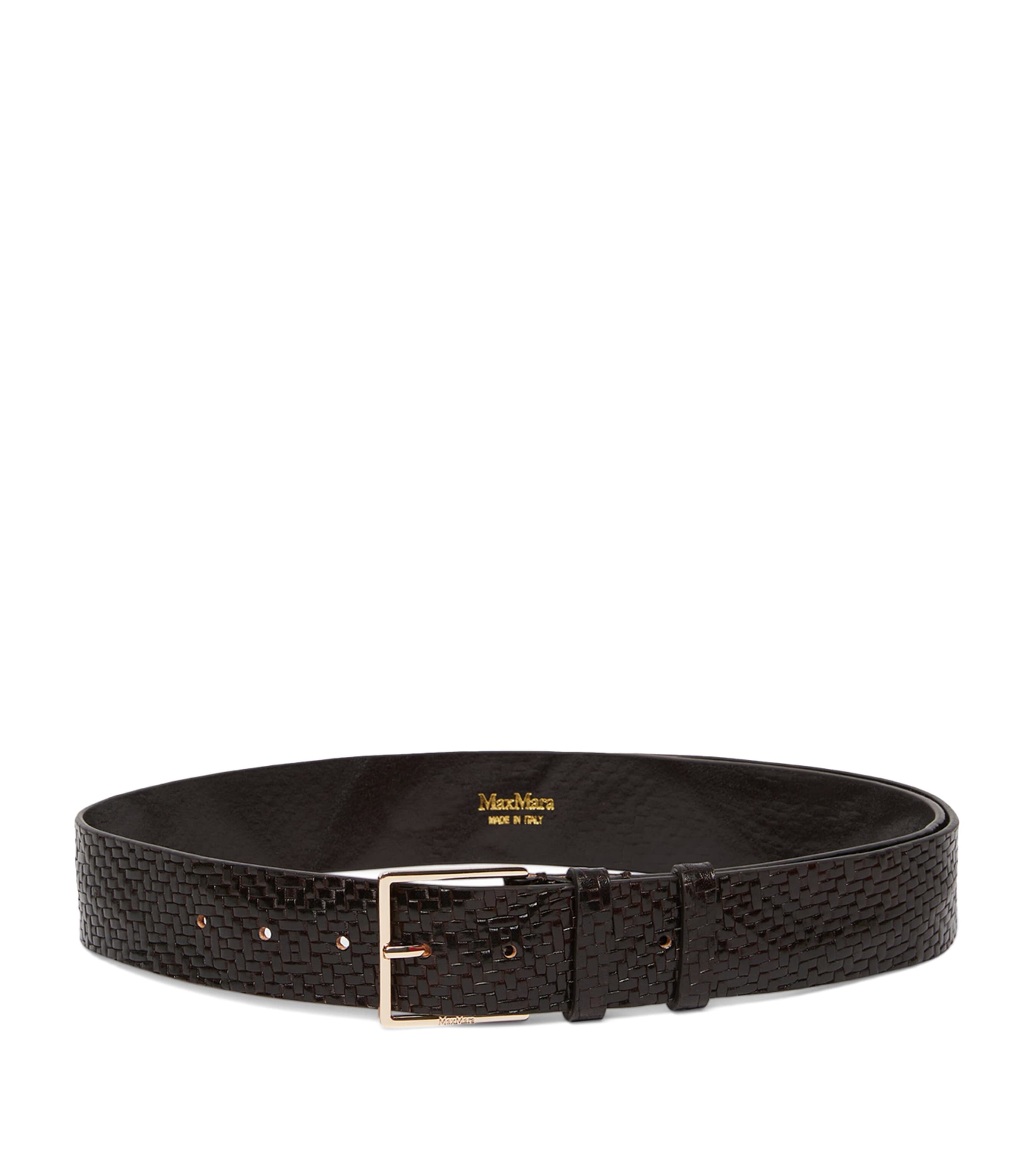 Max Mara Leather Woven Belt Black Image 1