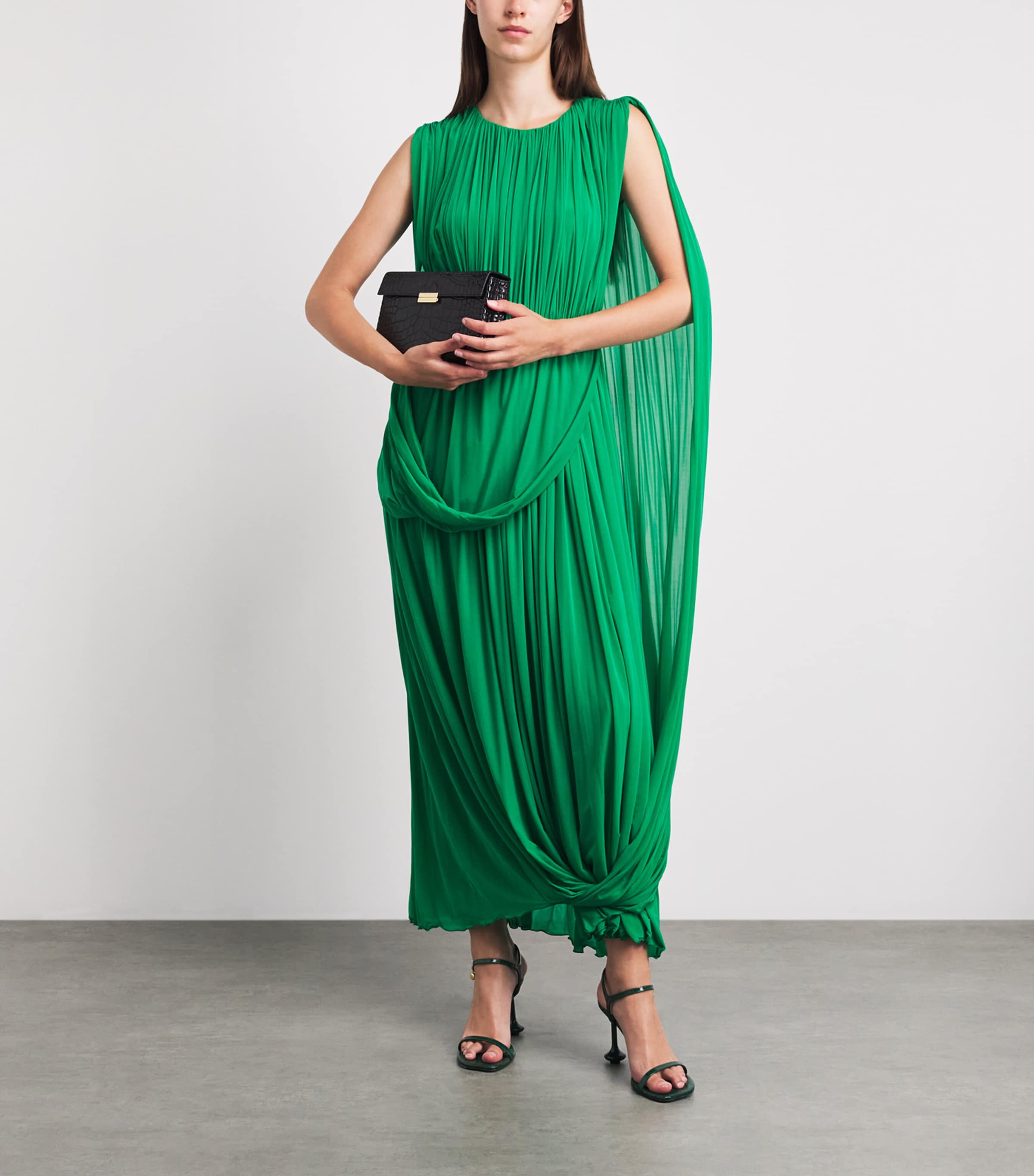 FFORME Womens Draped Kahlo Maxi Dress Grass Green Image 2
