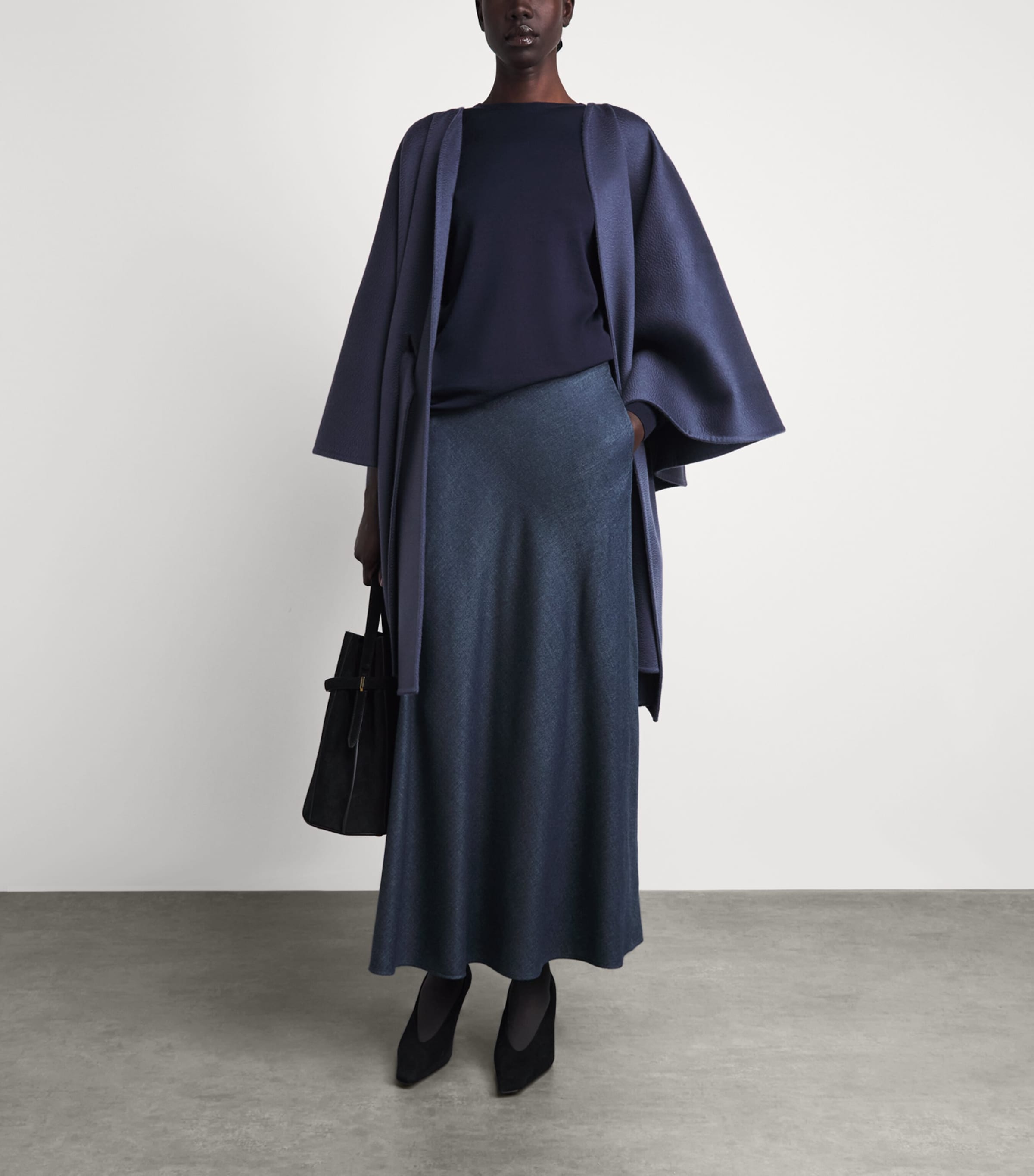 Colombo Womens Cashmere Midi Skirt Blue Jeans Image 2