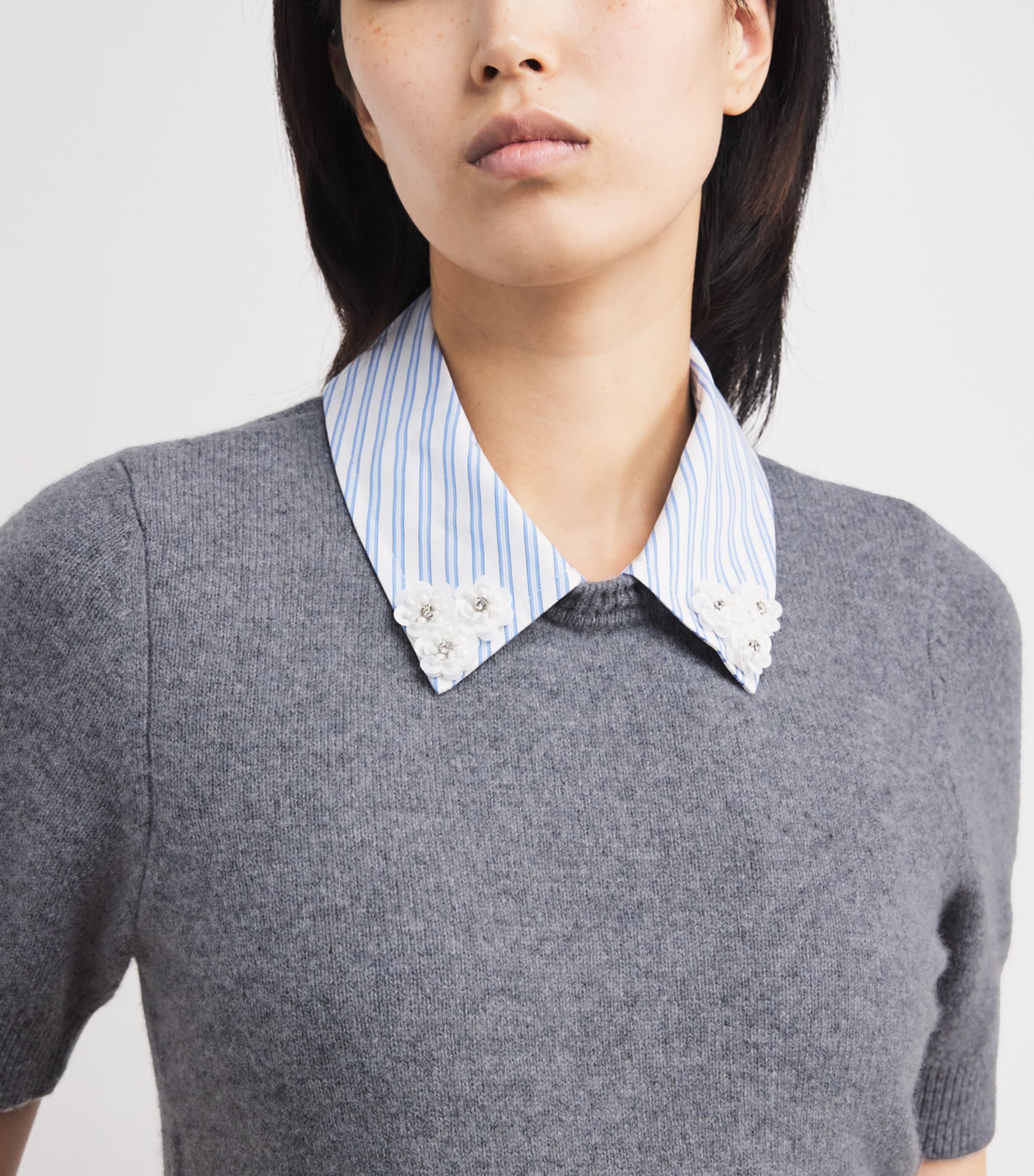 Wool Detachable-Collar Sweater GREY Image 6