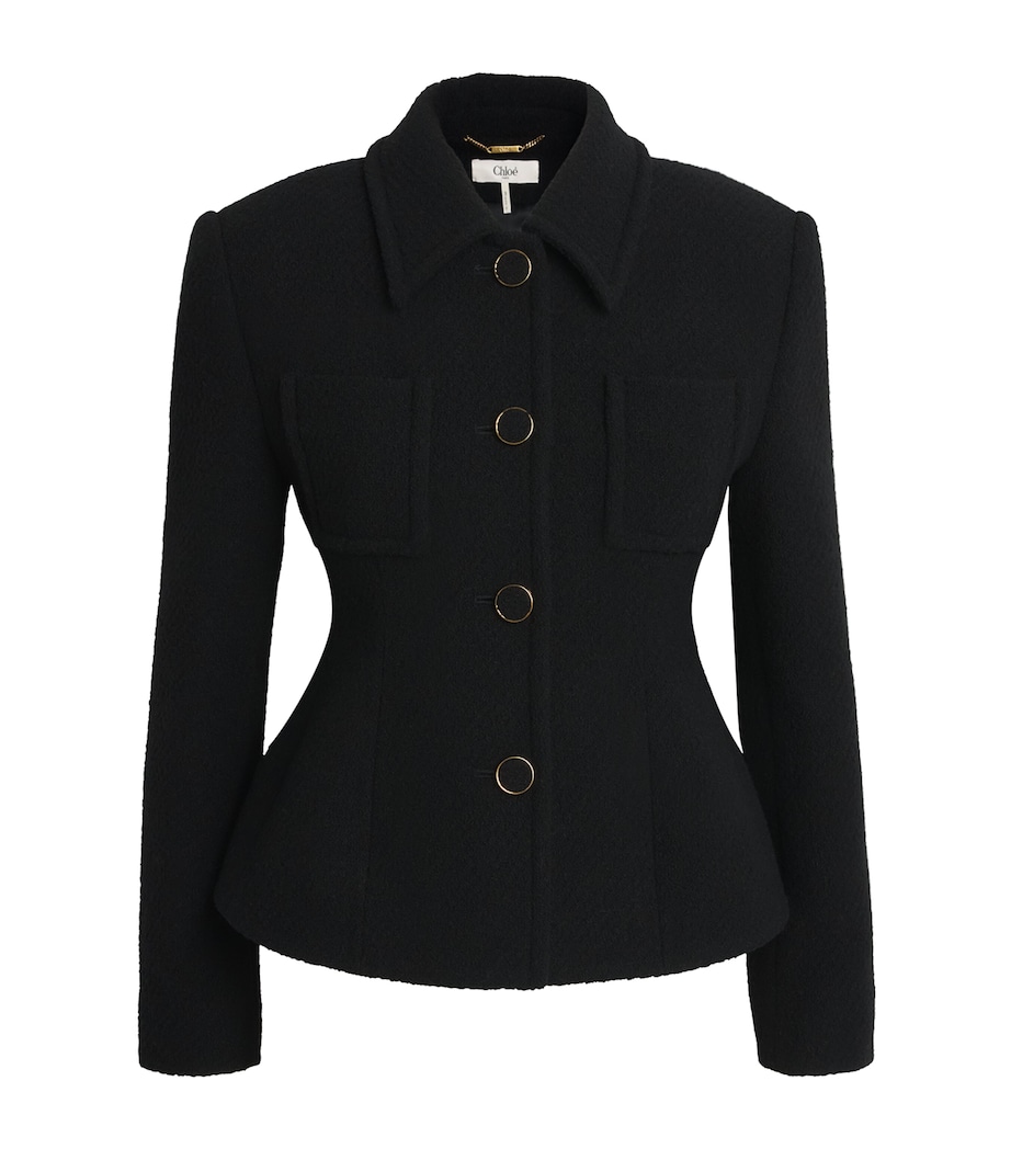 Chloé Womens Wool-Blend Fitted Tailored Jacket Black Image 1