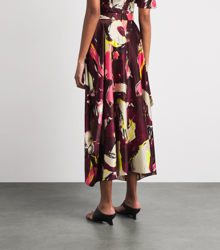 Roksanda Womens Satin Printed Amari Midi Skirt Brushburgundy Image 5