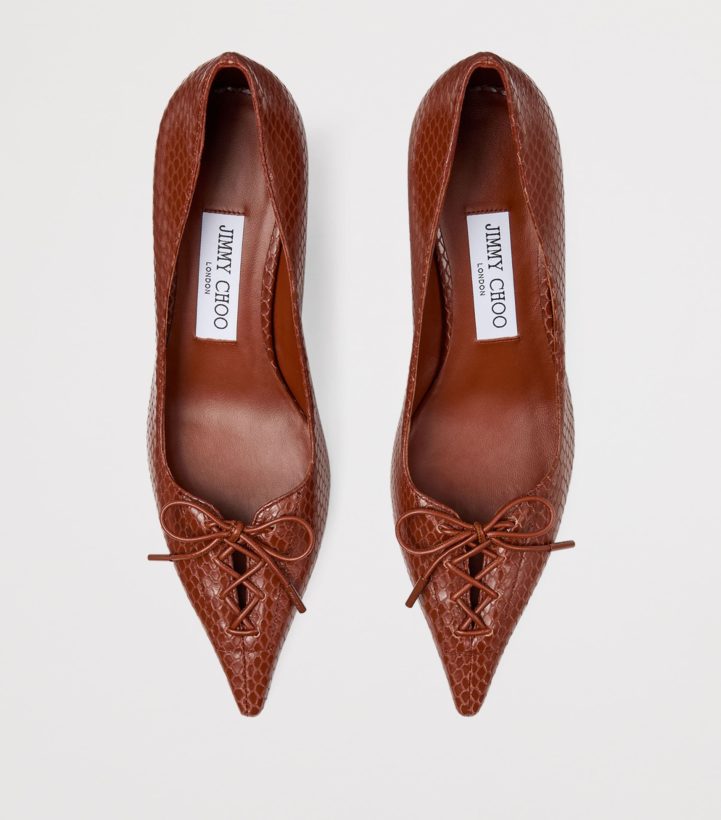Scarlett 50 Snake Embossed Pumps COGNAC Image 3