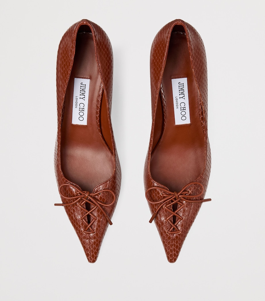 Scarlett 50 Snake Embossed Pumps COGNAC Image 3