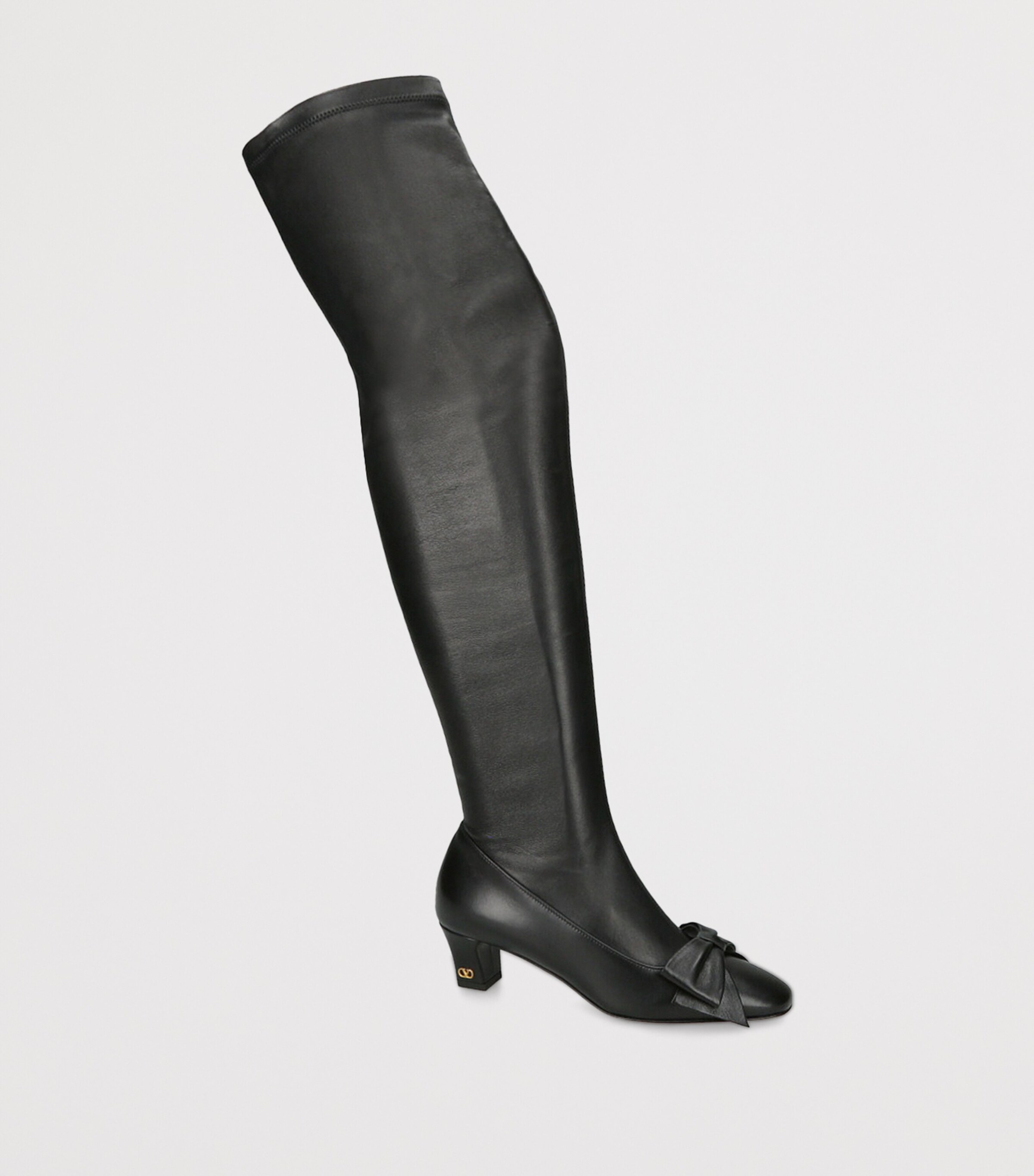Valentino Garavani Leather Bowow Over-The-Knee Boots 45 Black Image 3