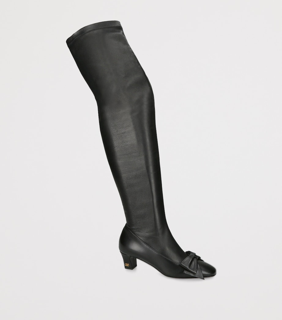 Valentino Garavani Leather Bowow Over-The-Knee Boots 45 Black Image 3