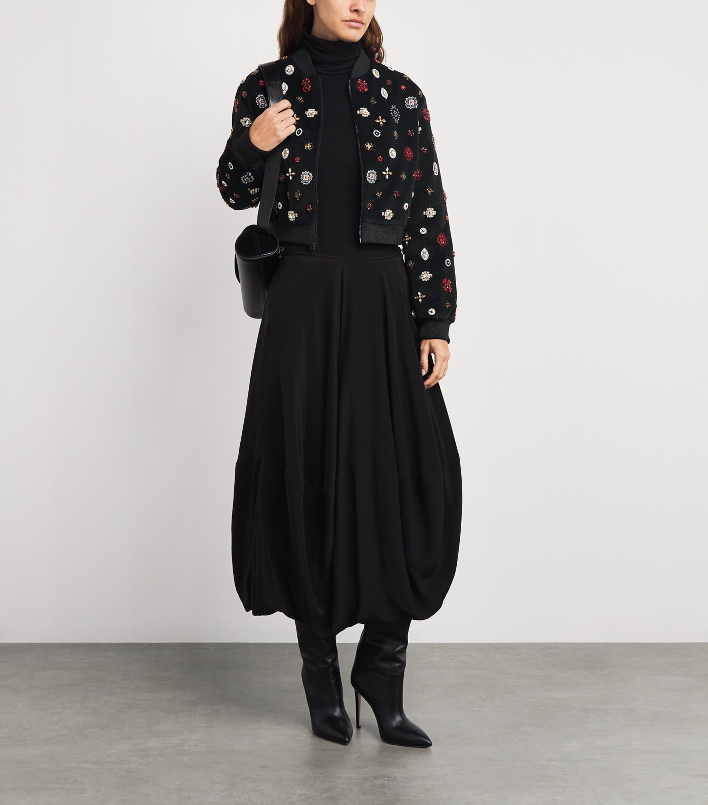 Alice+Olivia Womens Embellished Jackie Bomber Jacket Black/multi Image 2
