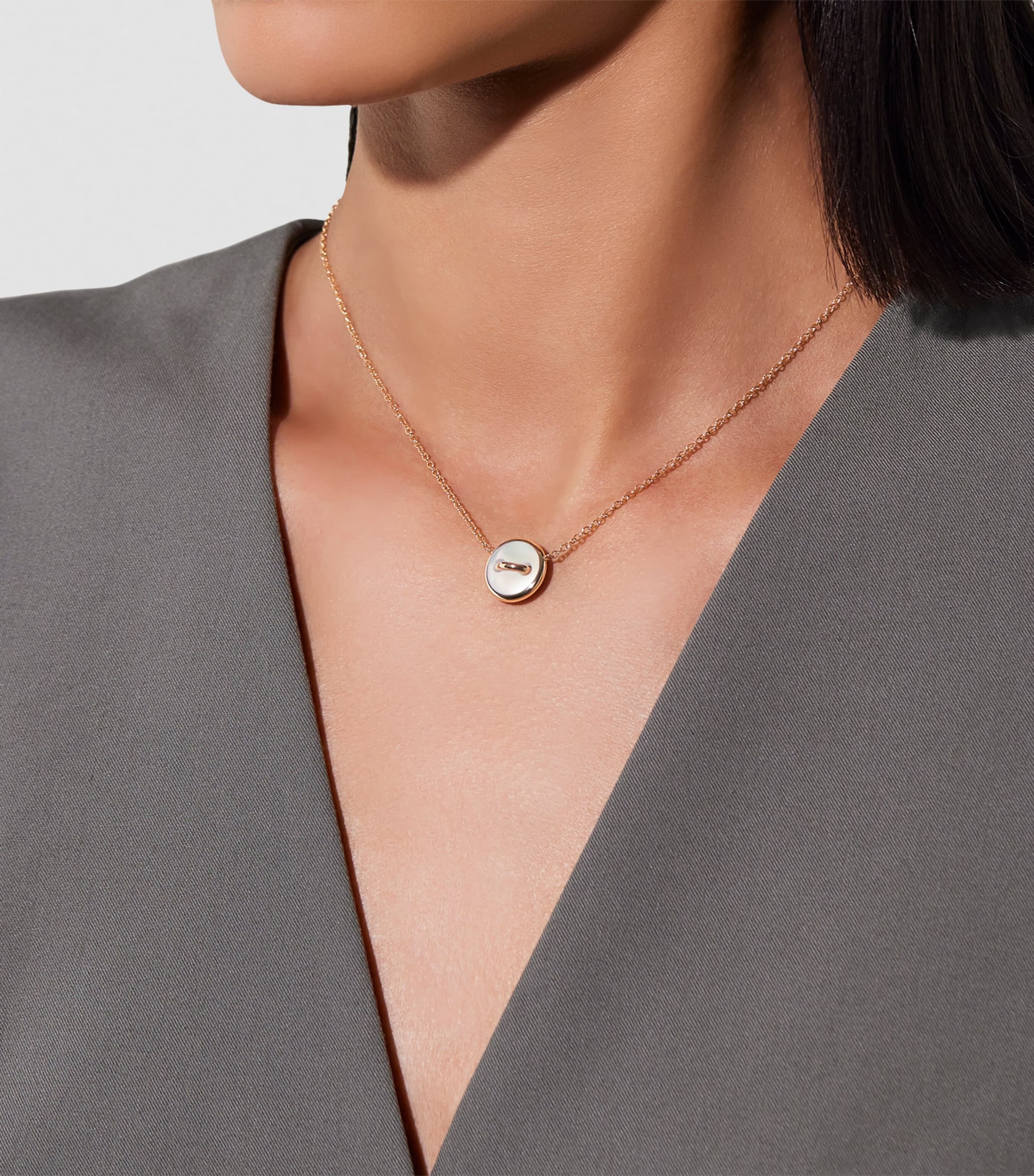 Rose Gold, Diamond, Mother-of-Pearl and Malachite Pom Pom Dot Necklace DB0MY Image 4