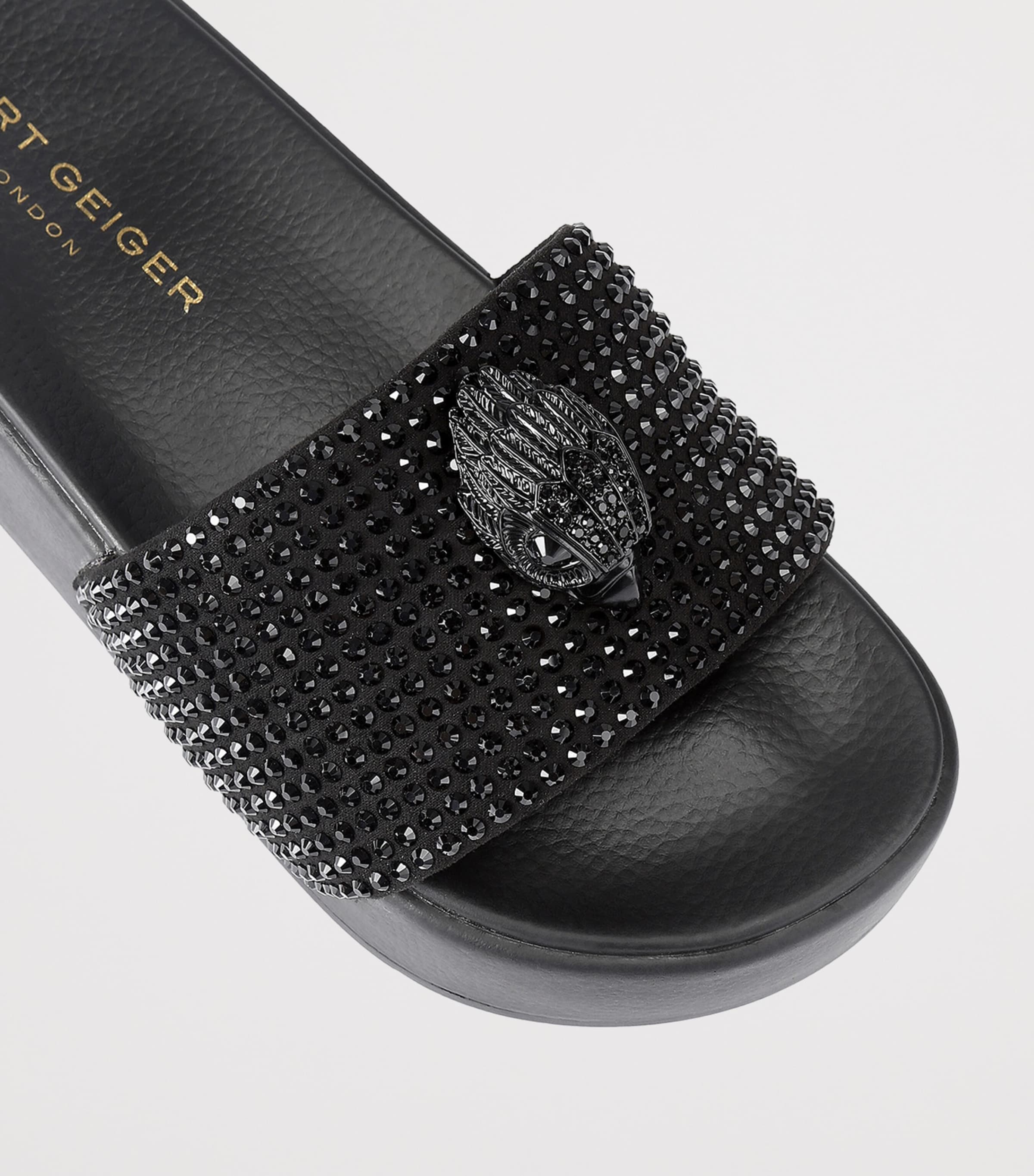 Kurt Geiger London Meena Eagle Platform Slides Black Image 2
